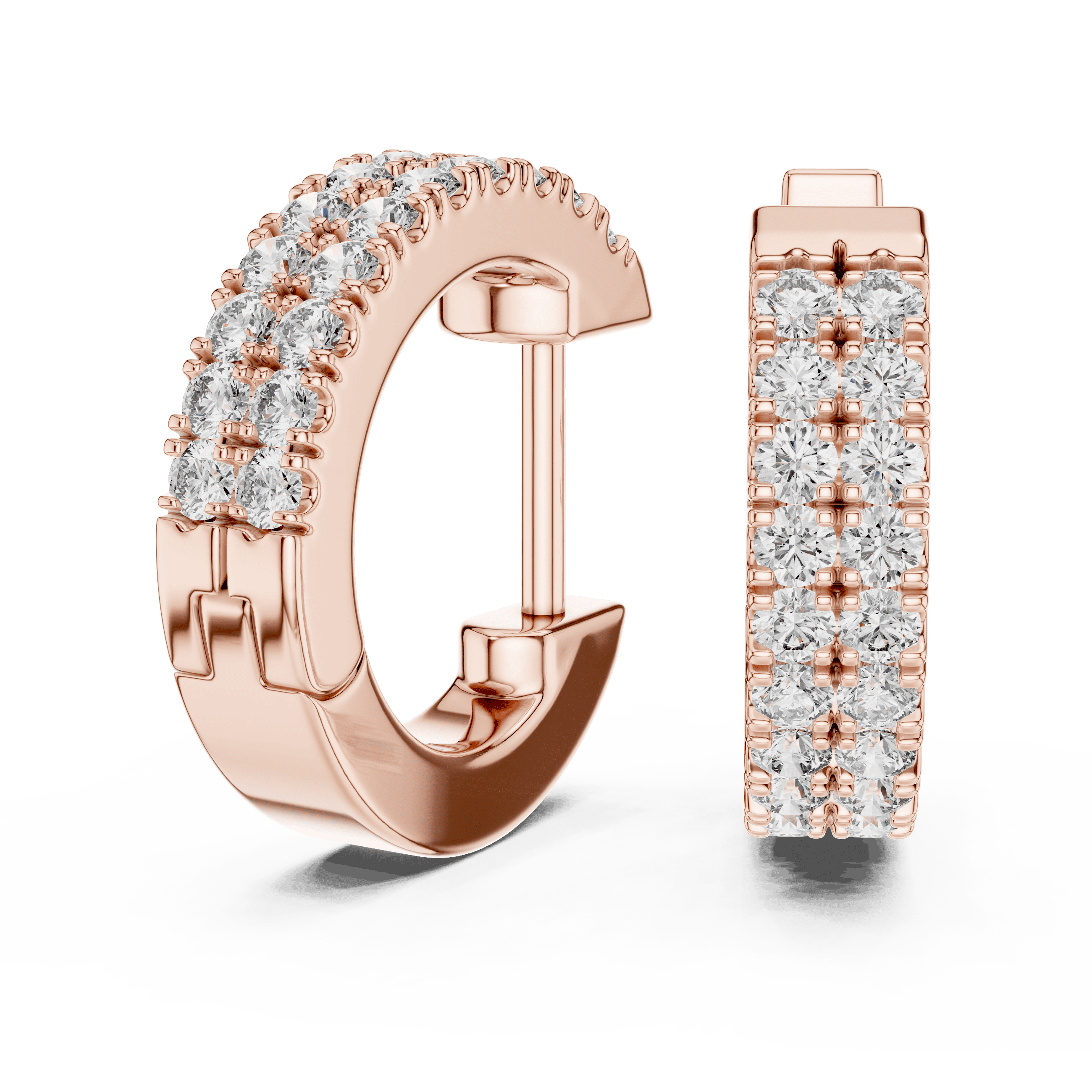 Dual-Row Pavé Huggie Earrings