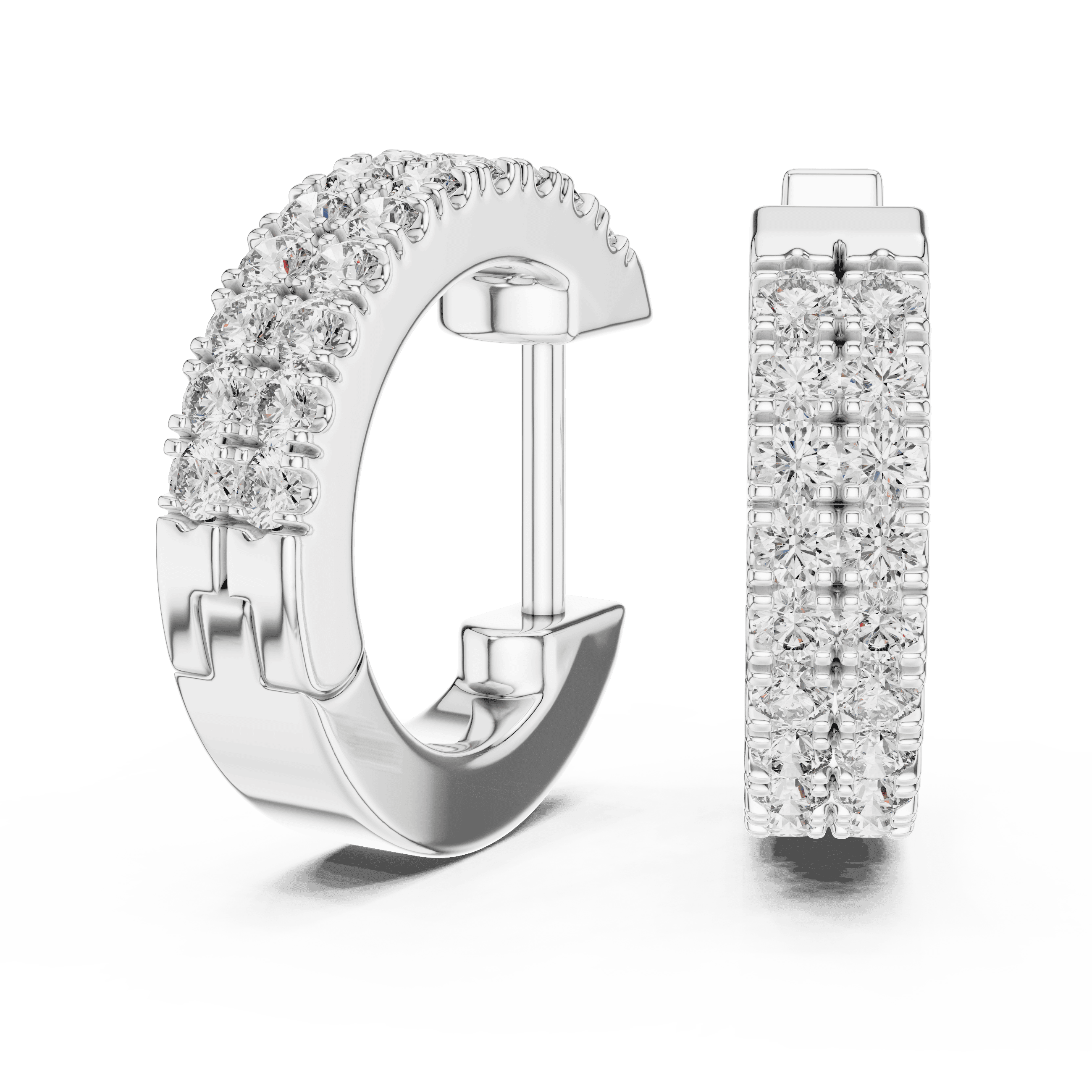 Dual-Row Pavé Huggie Earrings
