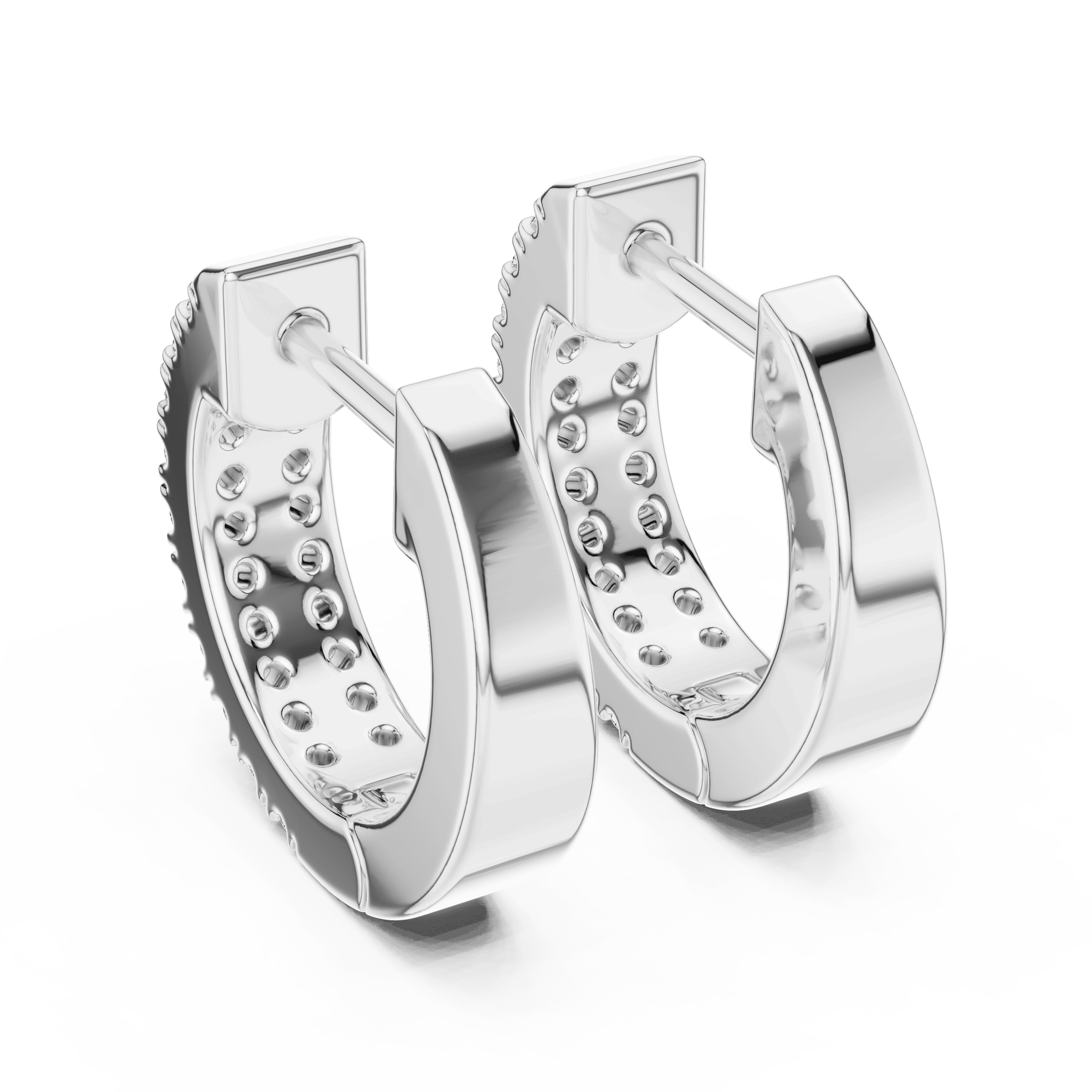 Dual-Row Pavé Huggie Earrings