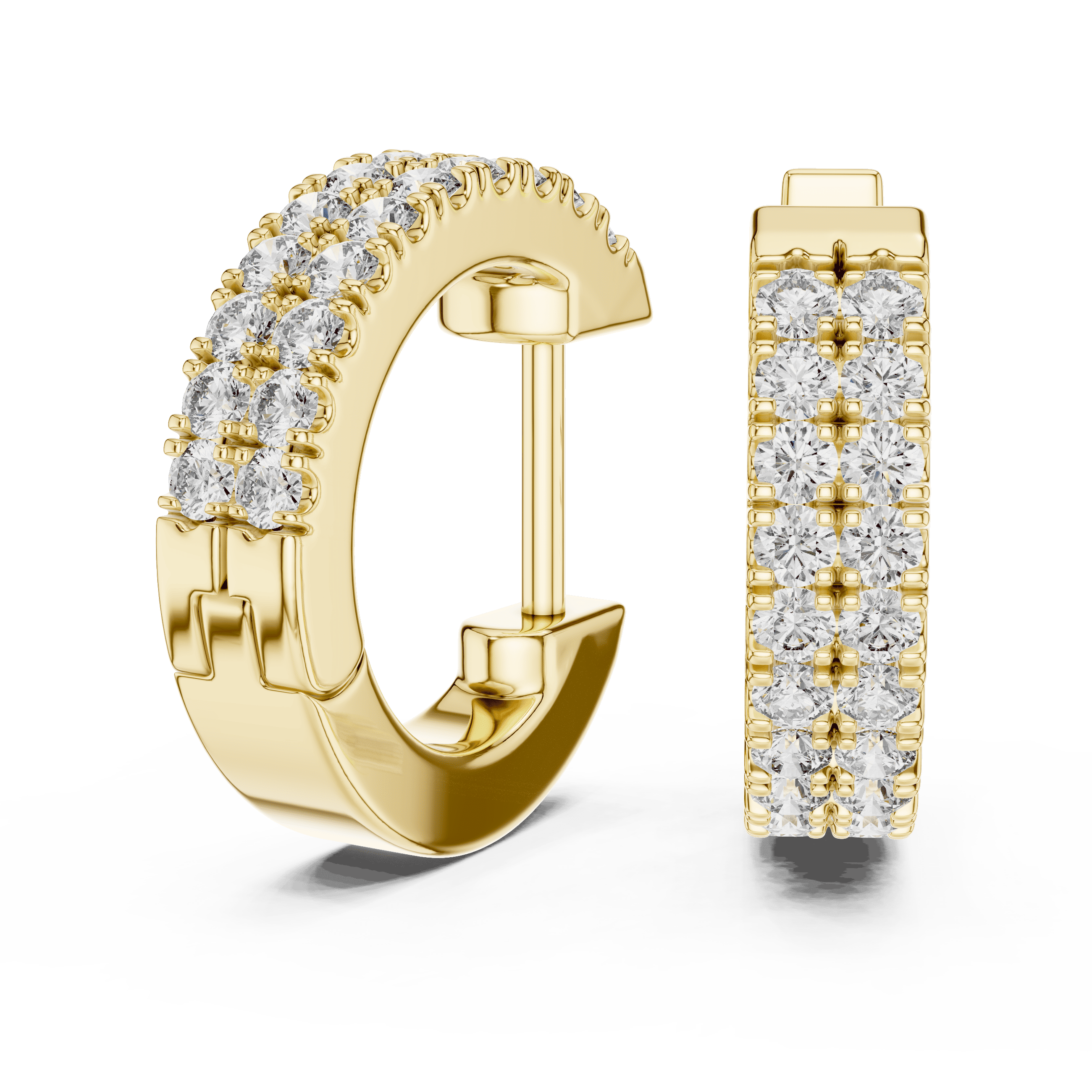 Dual-Row Pavé Huggie Earrings