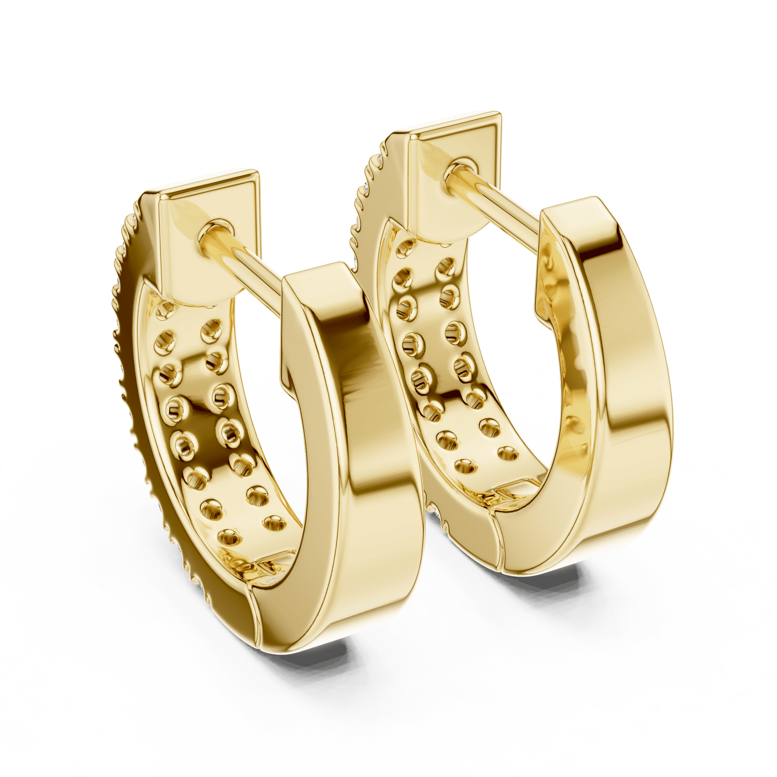 Dual-Row Pavé Huggie Earrings