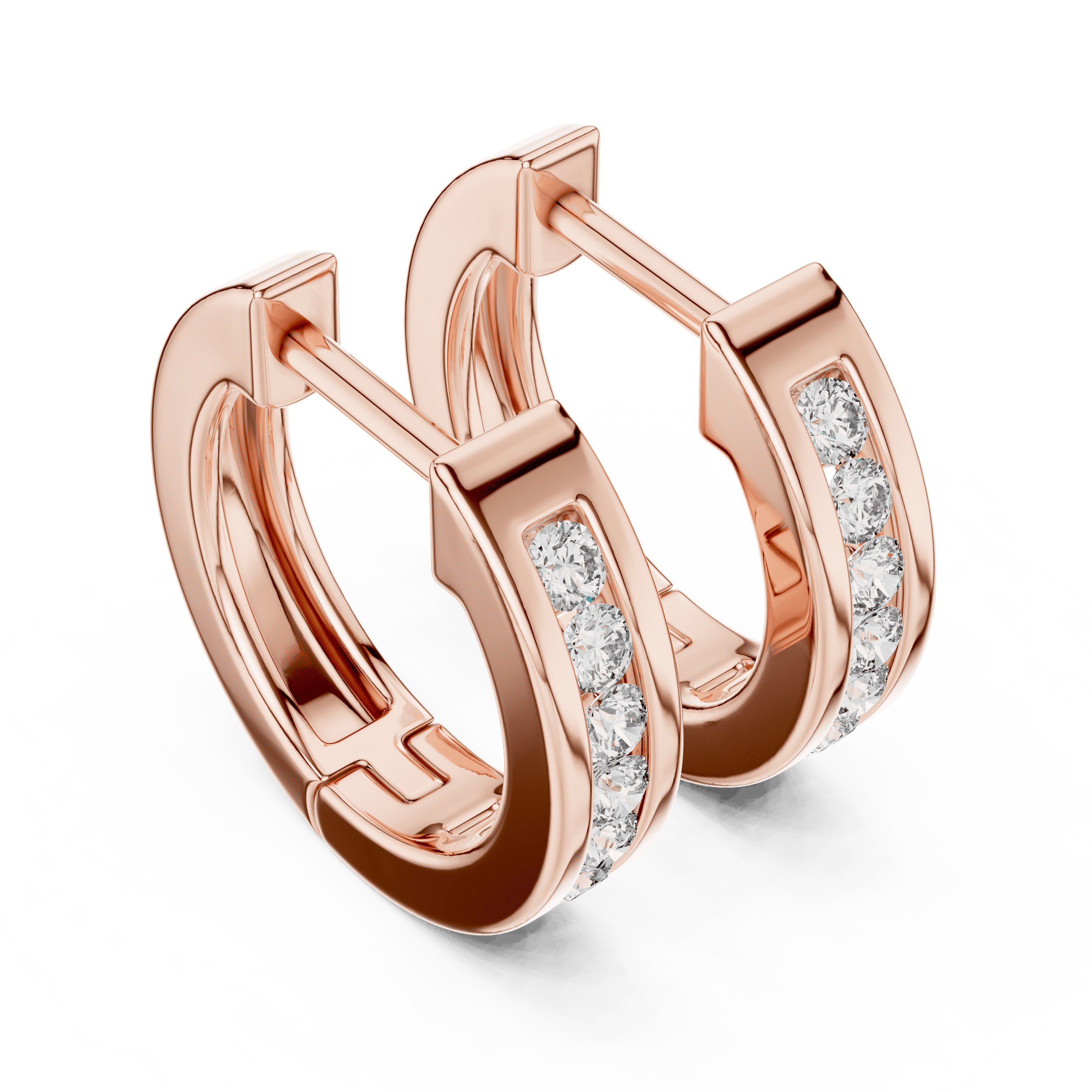 Channel-Set Single-Row Huggie Earrings