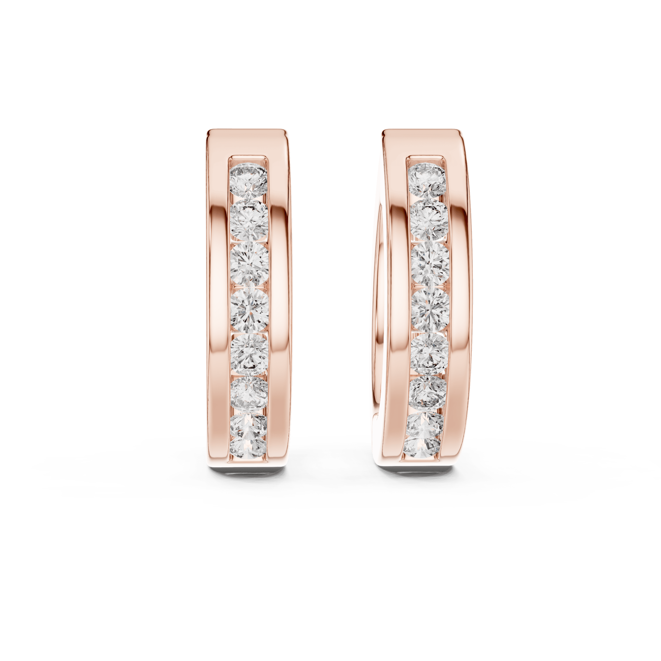 Channel-Set Single-Row Huggie Earrings