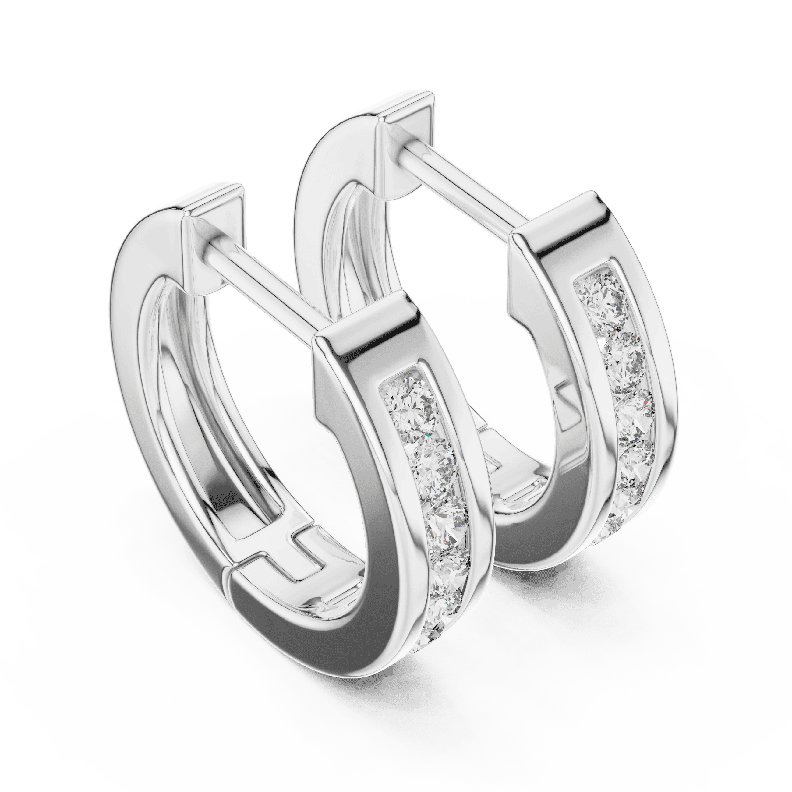 Channel-Set Single-Row Huggie Earrings