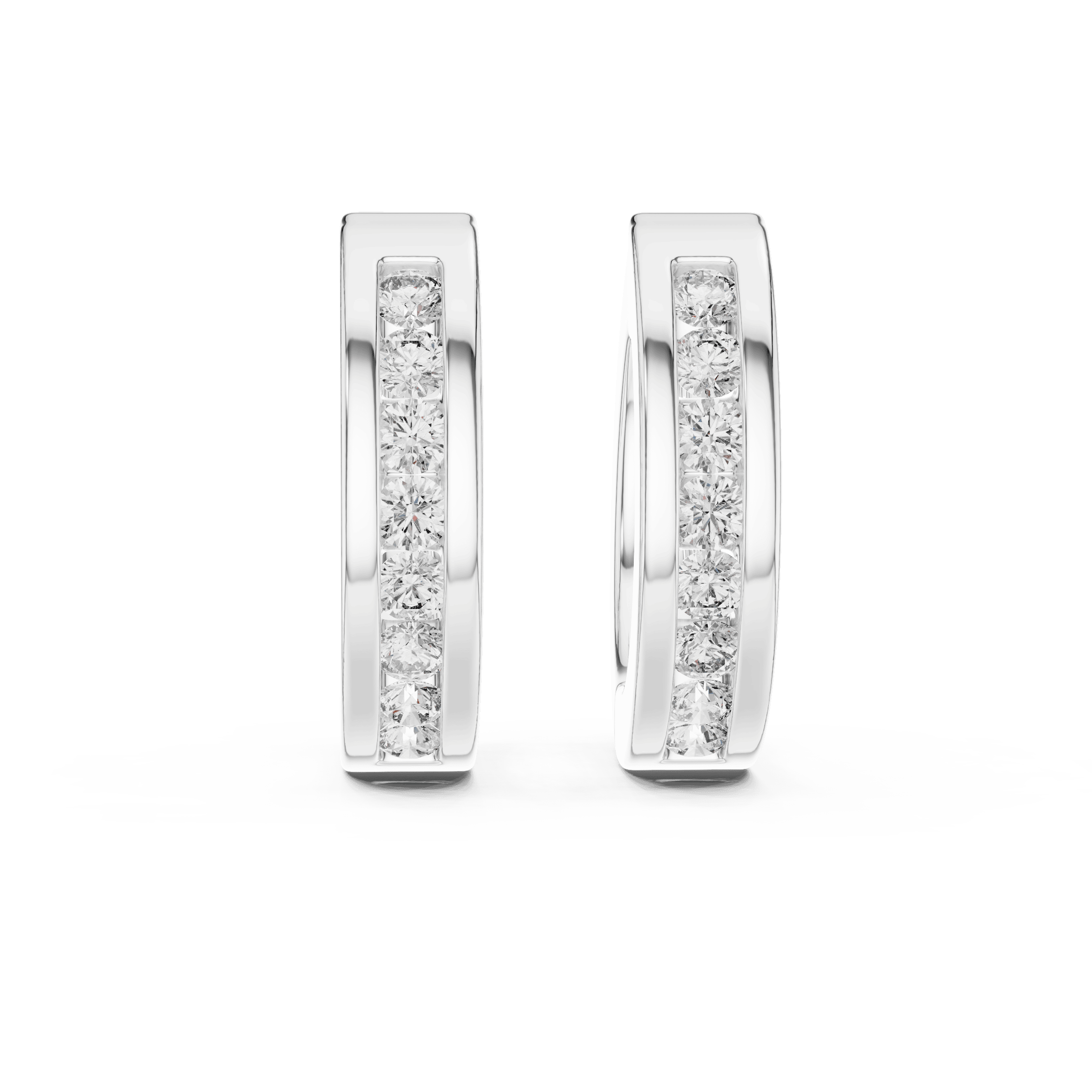 Channel-Set Single-Row Huggie Earrings