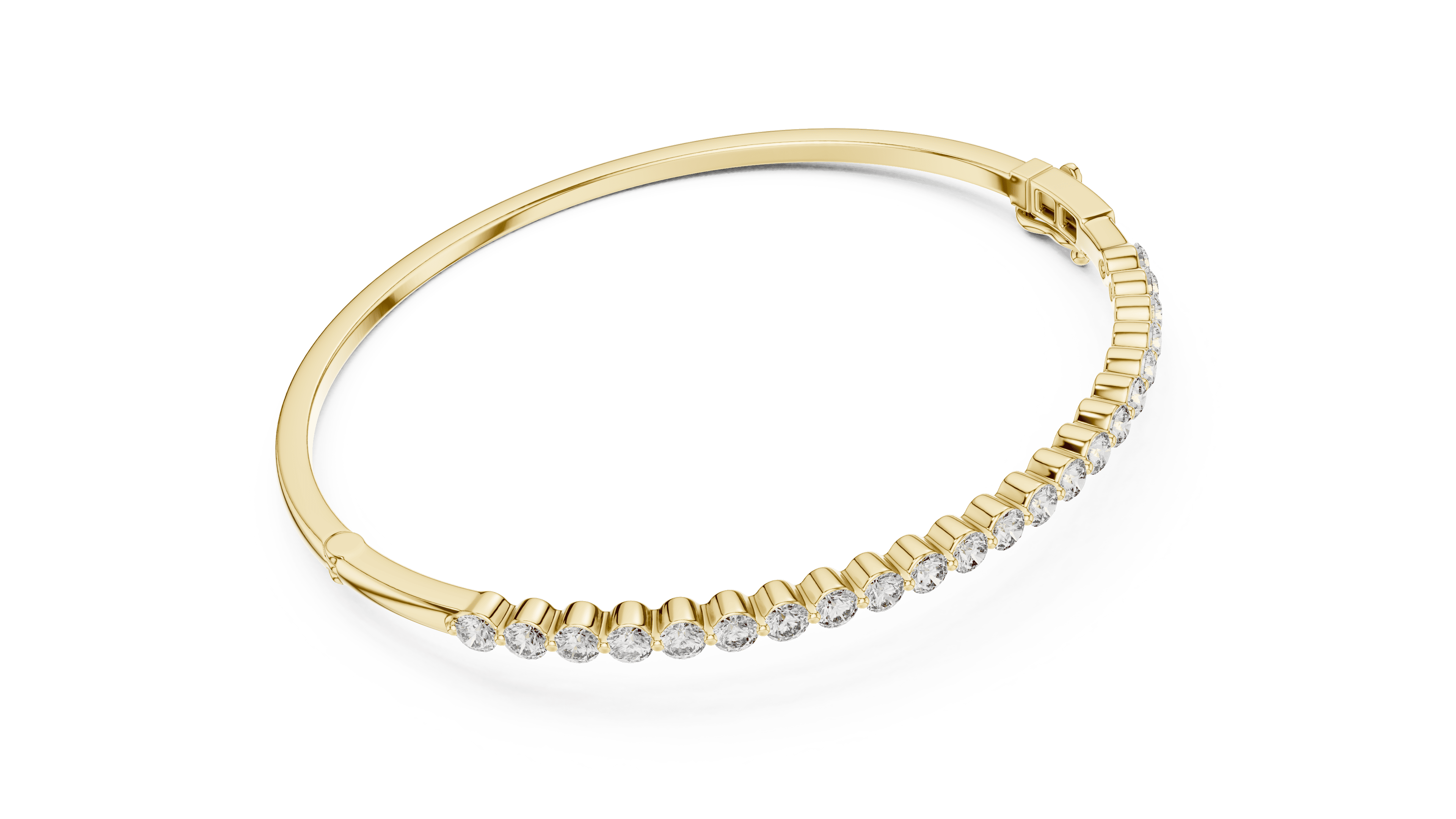 Brilliant 1.98 CTW Round Diamond & Polished Gold Statement Bangle
