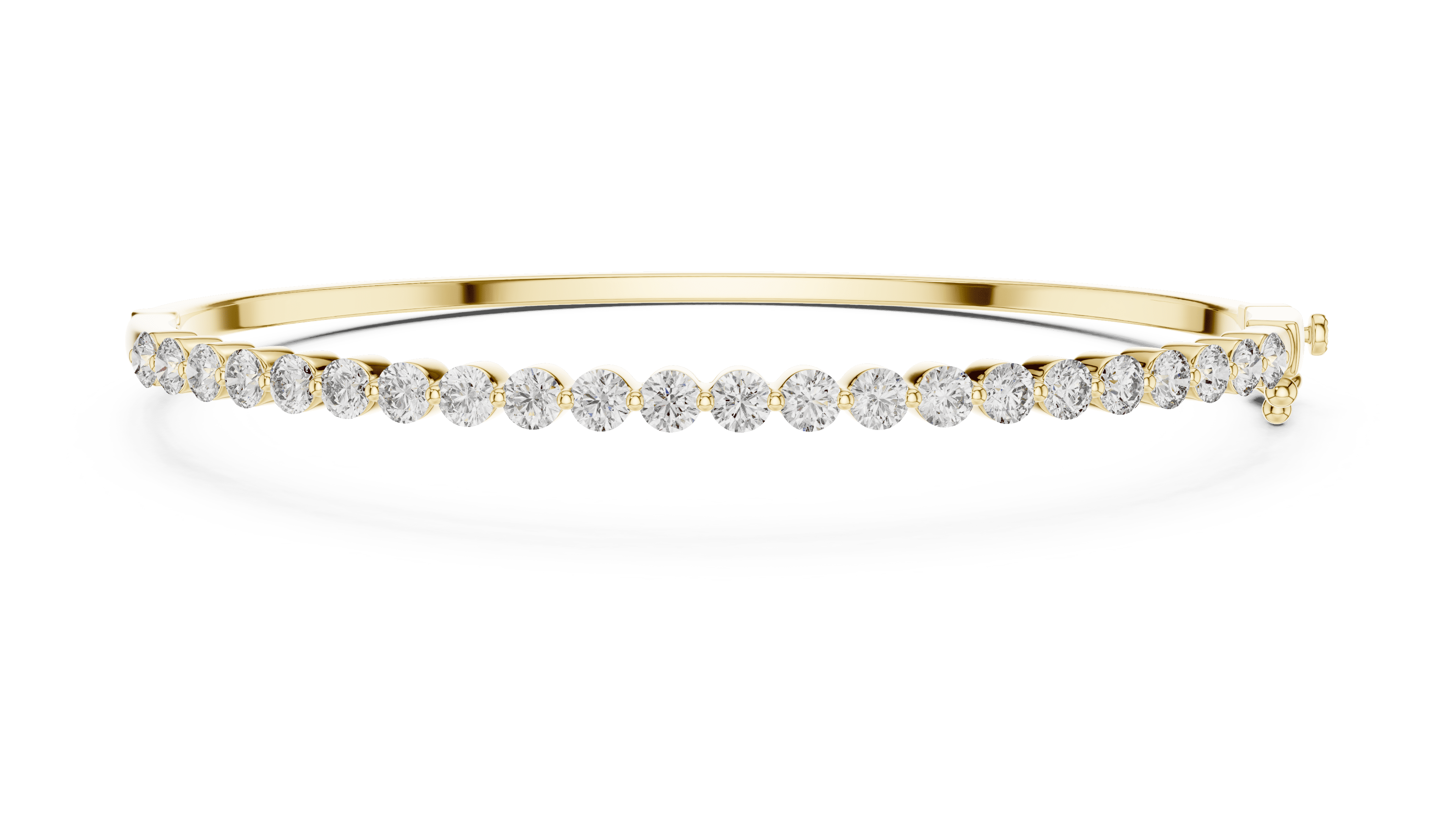 Brilliant 1.98 CTW Round Diamond & Polished Gold Statement Bangle