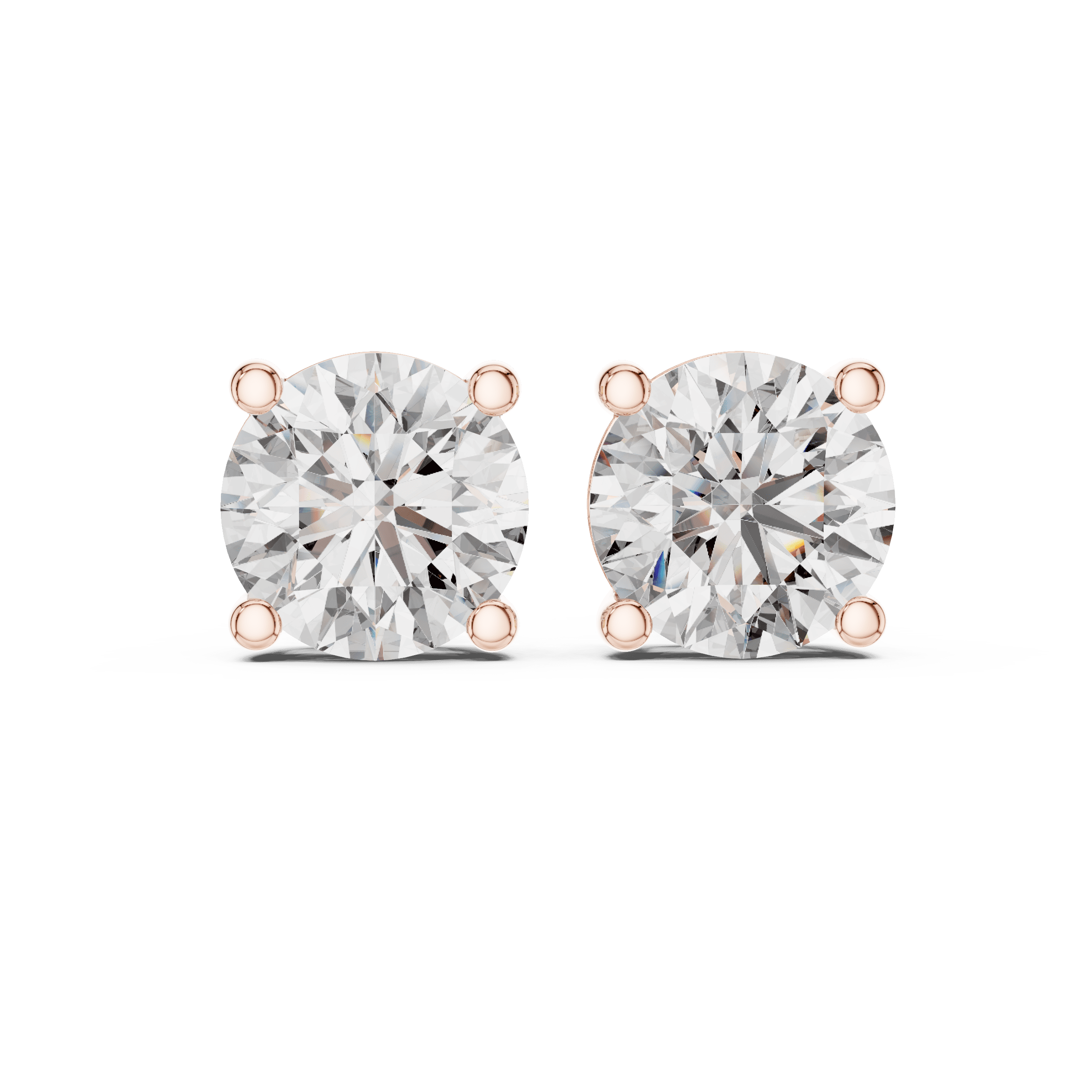 1.00 TCW Round Brilliant Studs set in Gold