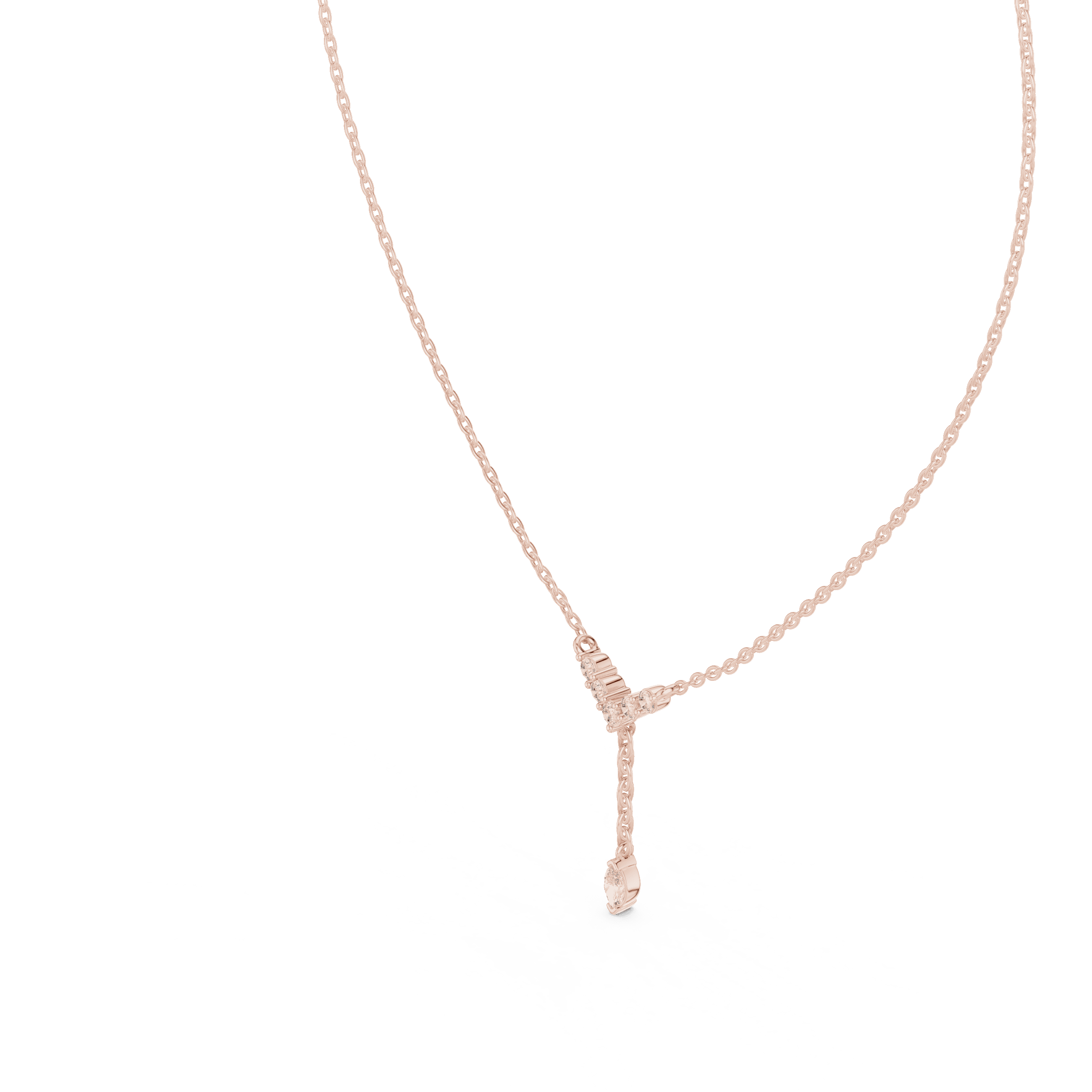 Diamond Lariat Necklace with Marquise Drop