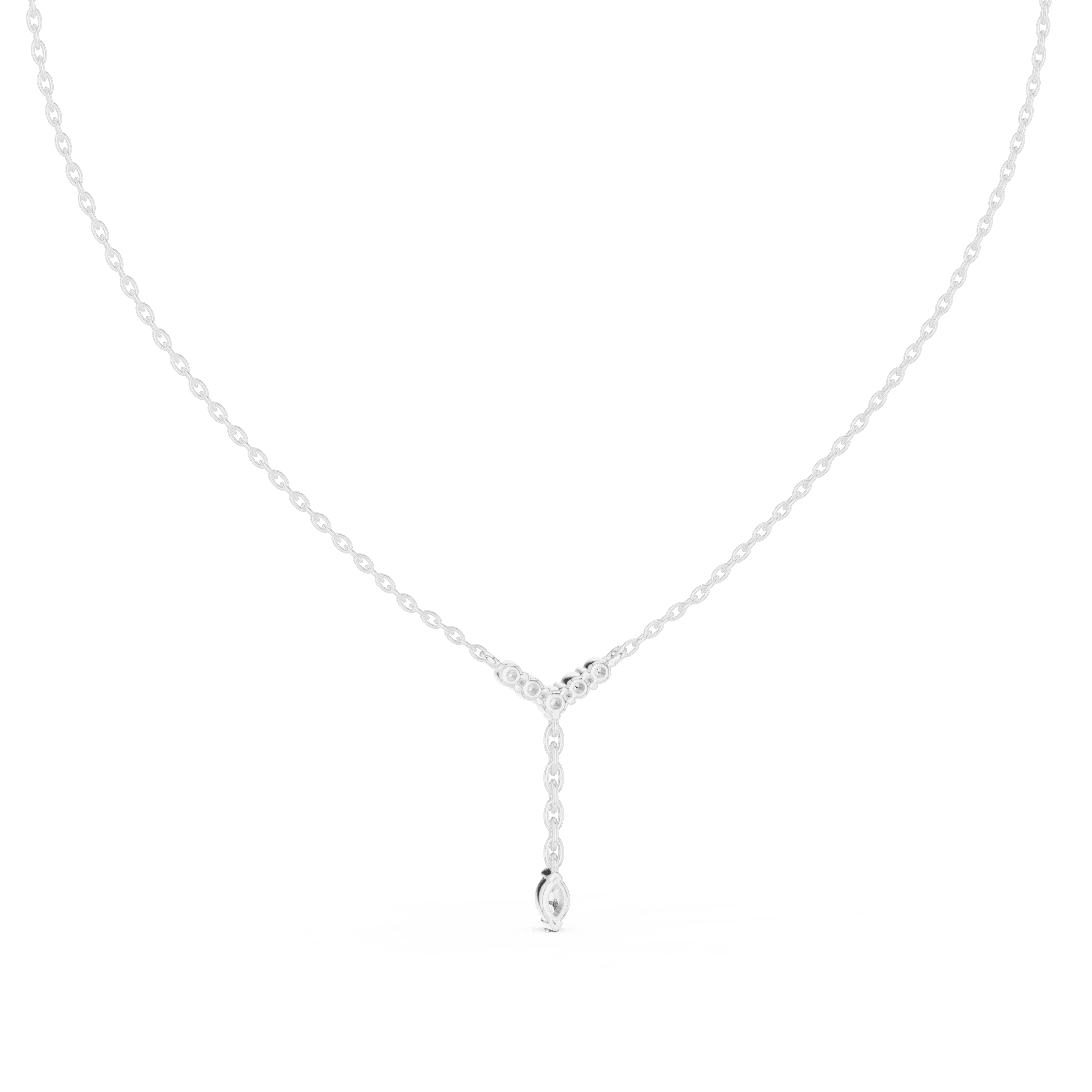 Diamond Lariat Necklace with Marquise Drop