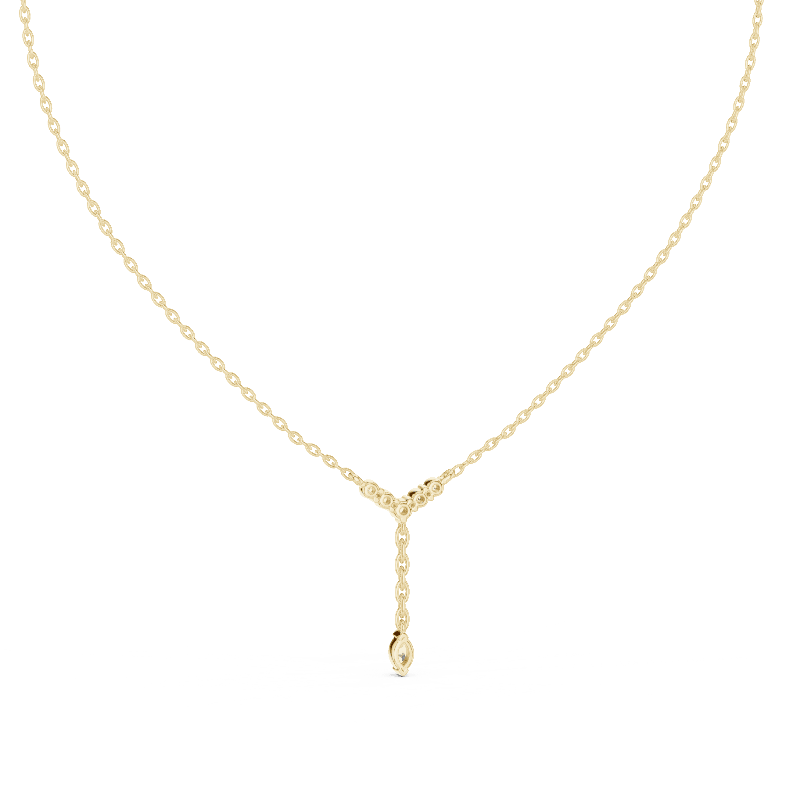 Diamond Lariat Necklace with Marquise Drop