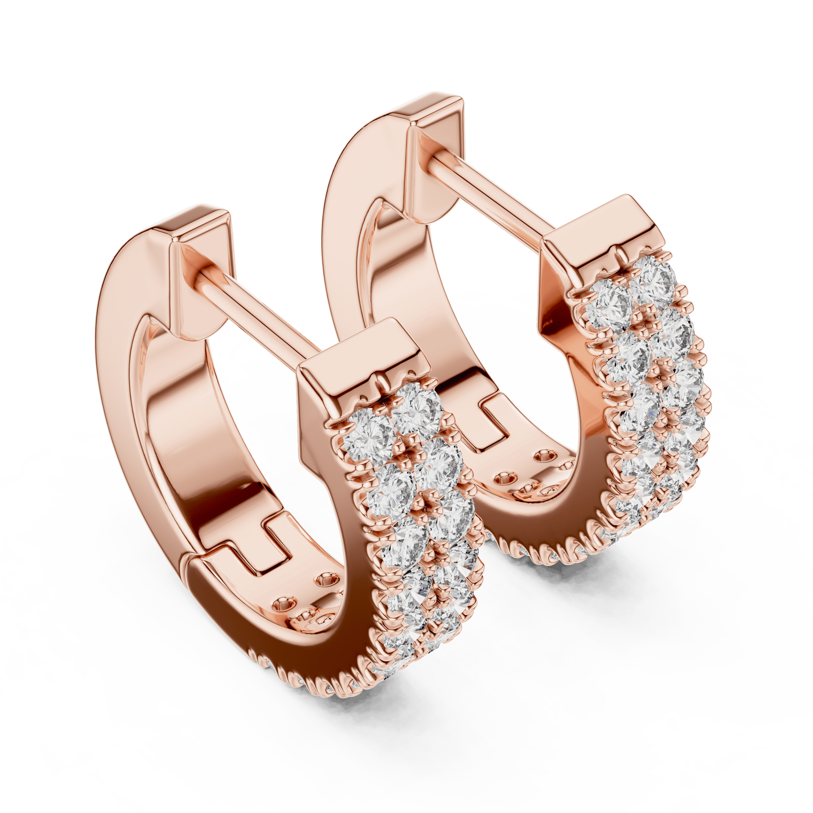 Dual-Row Pavé Huggie Earrings