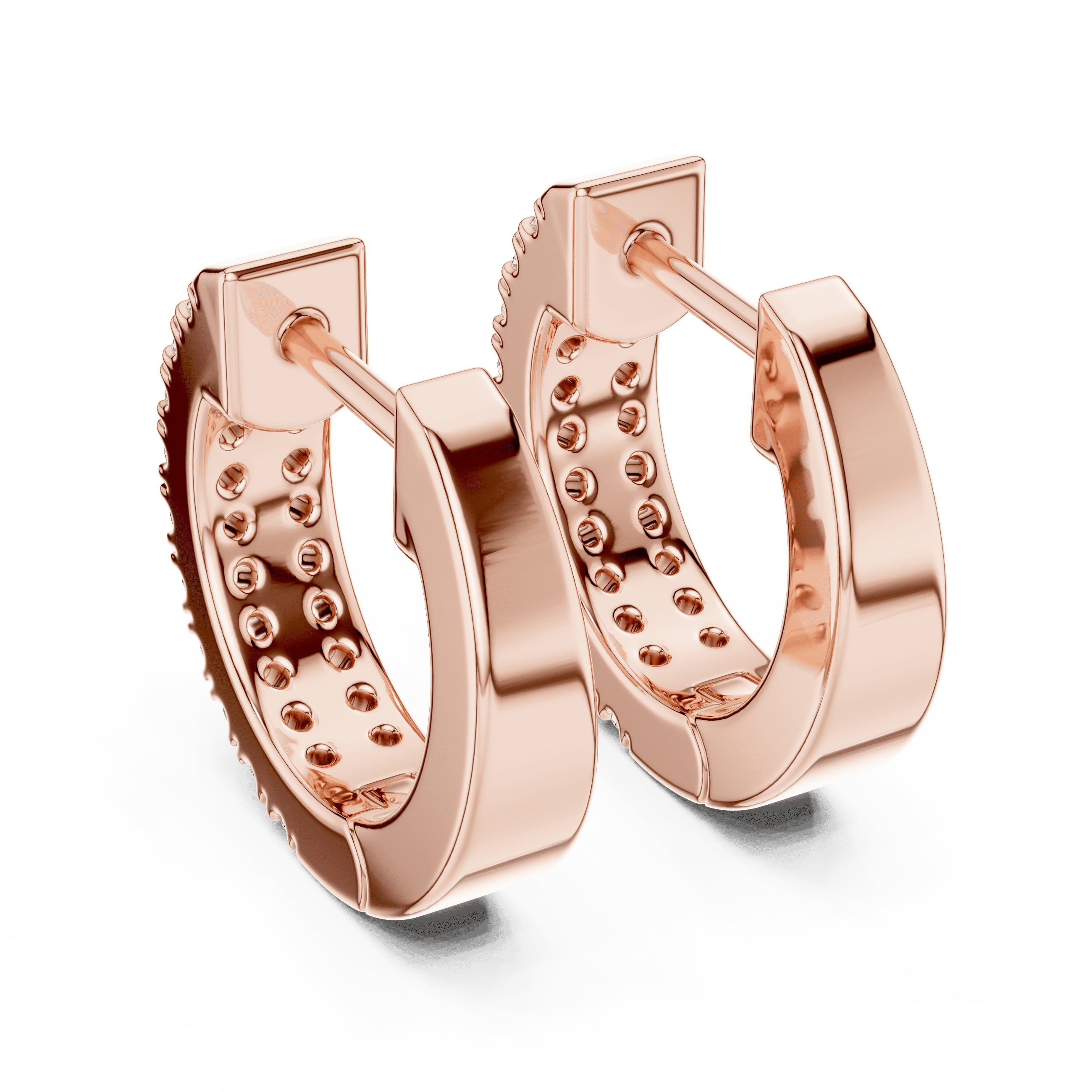 Dual-Row Pavé Huggie Earrings