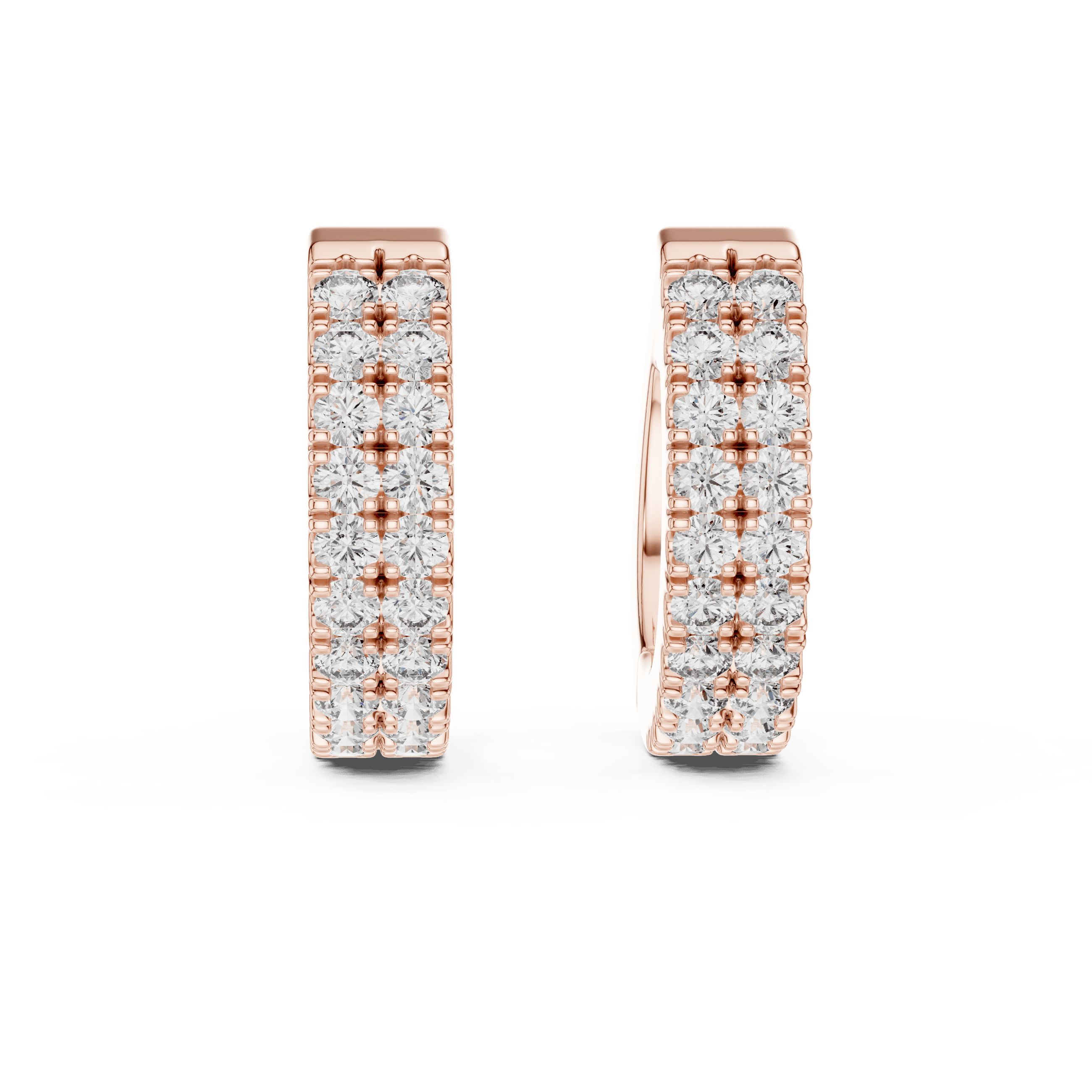 Dual-Row Pavé Huggie Earrings