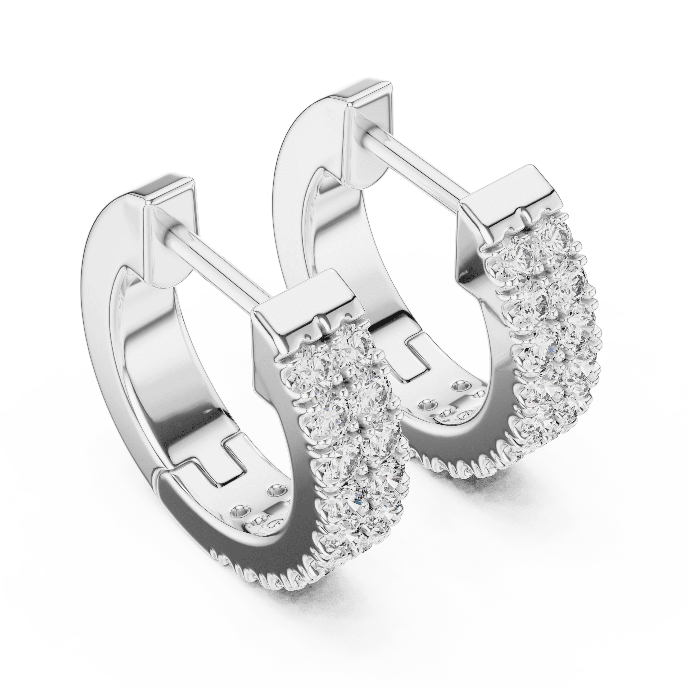Dual-Row Pavé Huggie Earrings