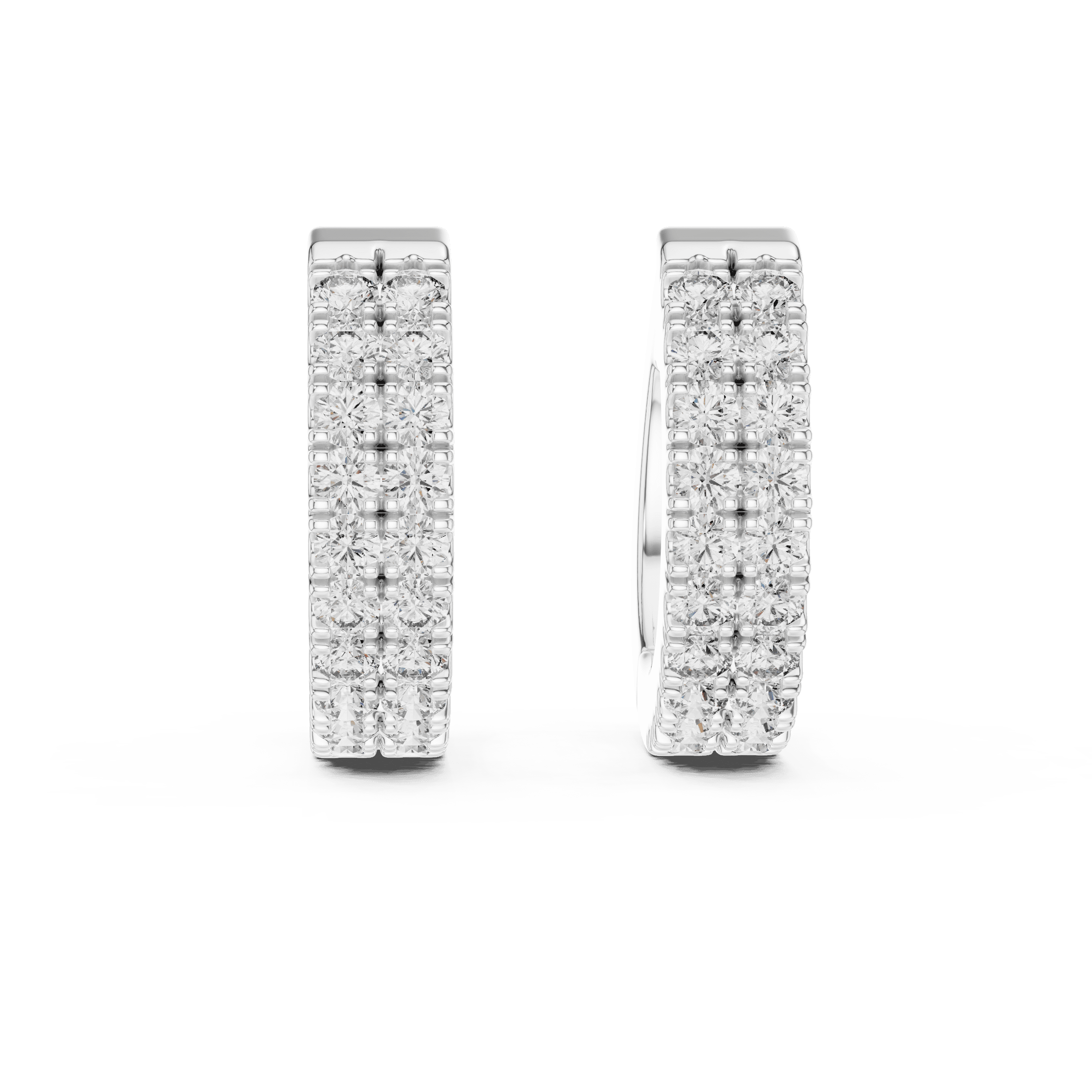 Dual-Row Pavé Huggie Earrings