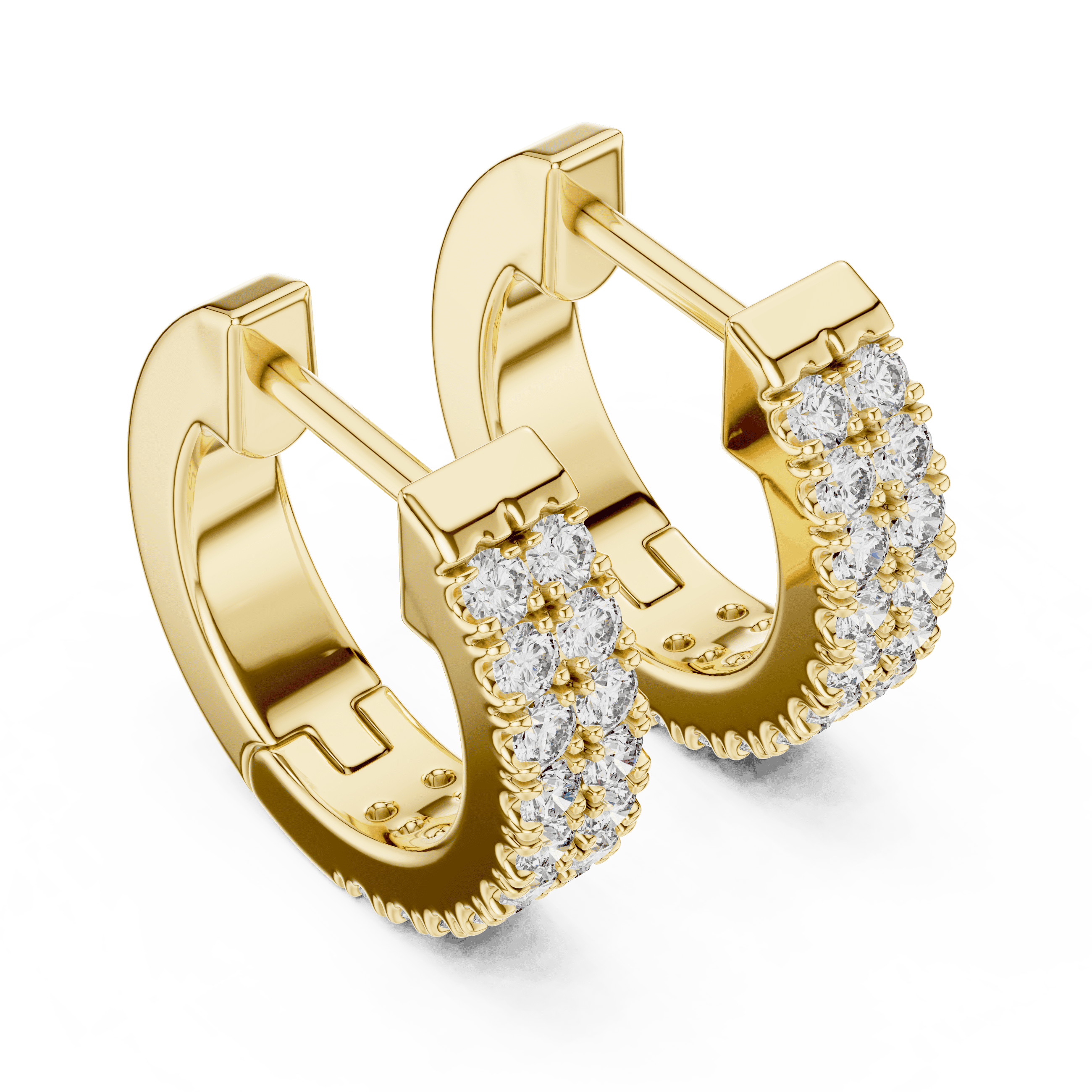 Dual-Row Pavé Huggie Earrings