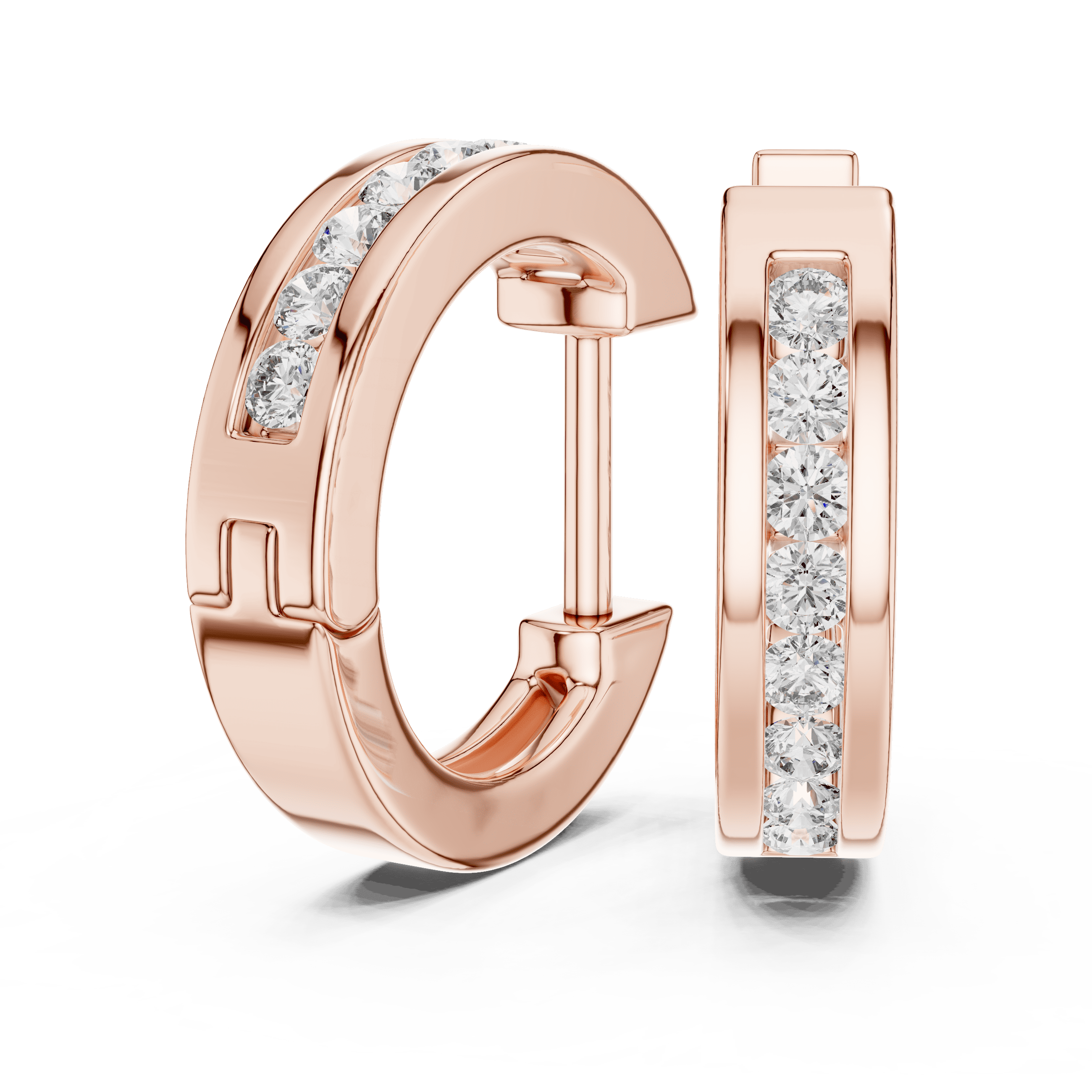 Channel-Set Single-Row Huggie Earrings