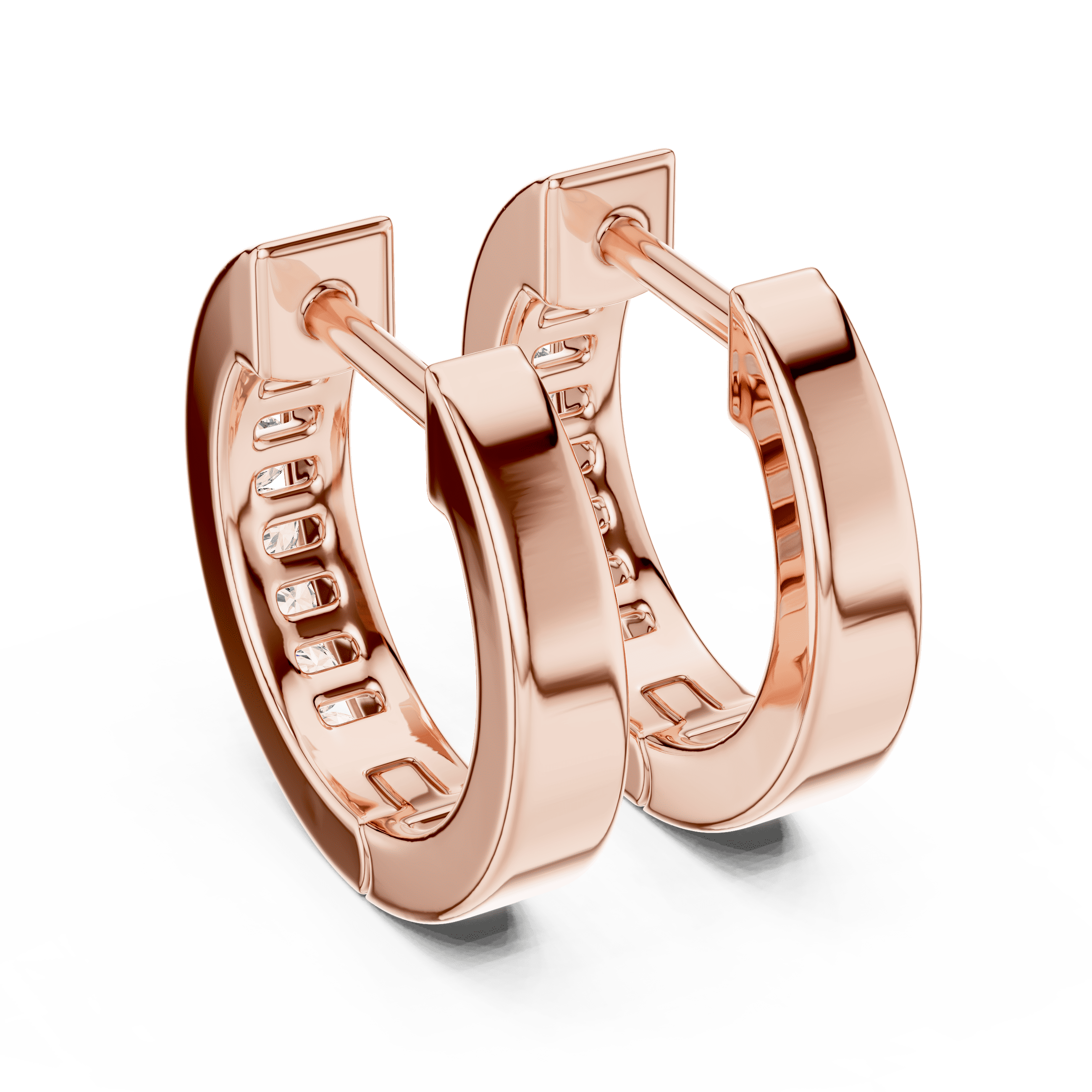 Channel-Set Single-Row Huggie Earrings