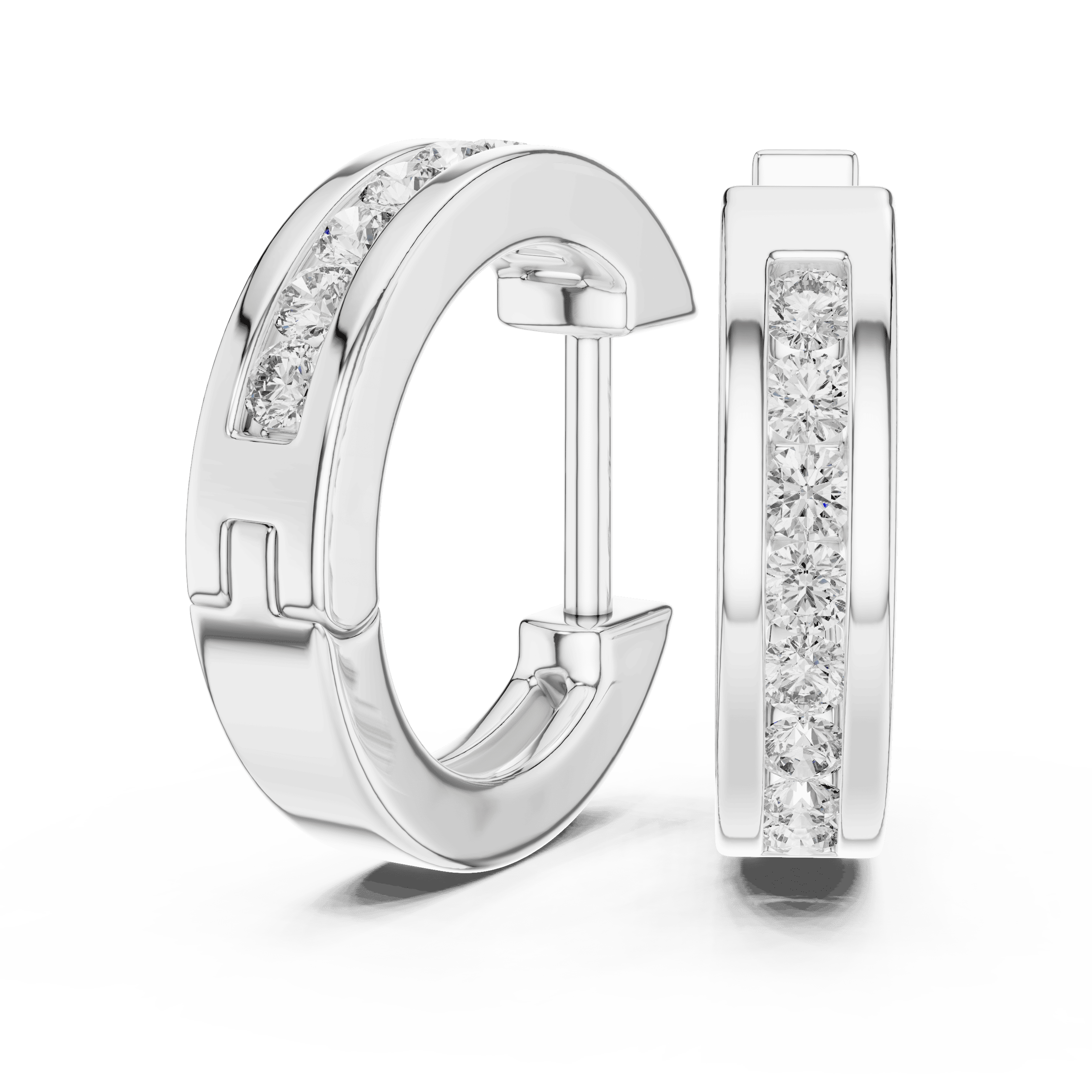 Channel-Set Single-Row Huggie Earrings