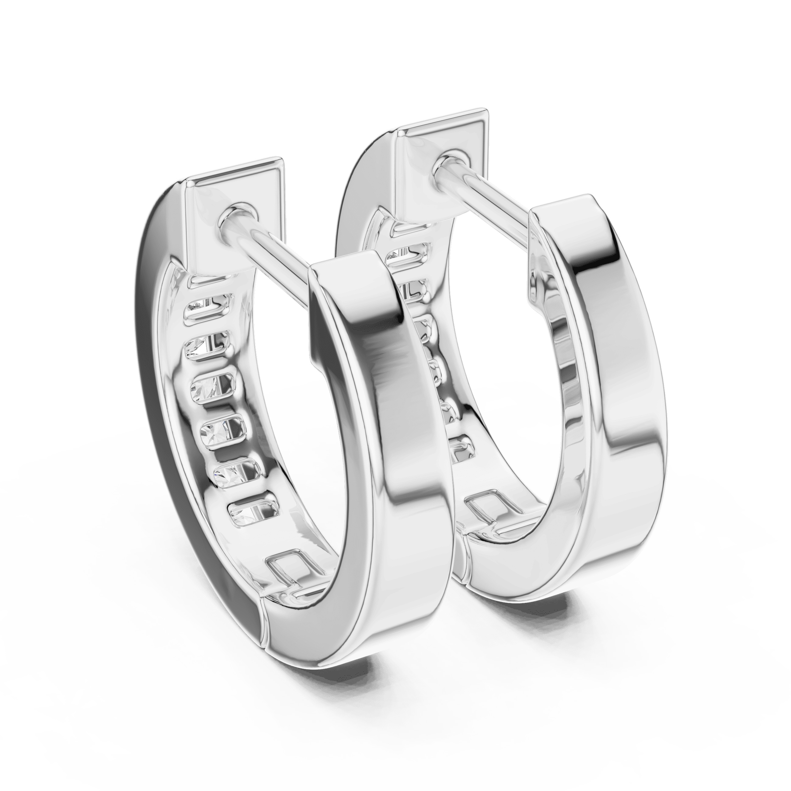 Channel-Set Single-Row Huggie Earrings