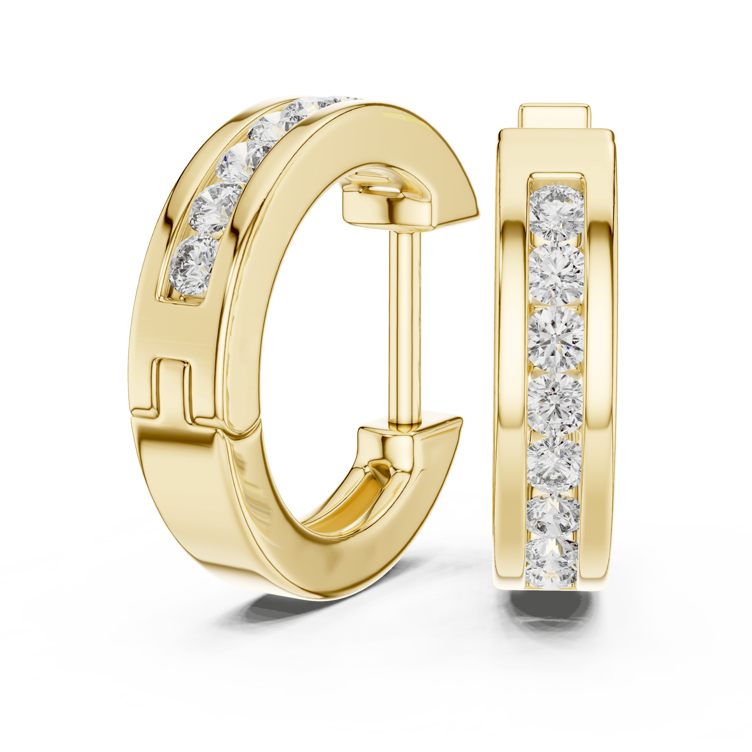 Channel-Set Single-Row Huggie Earrings