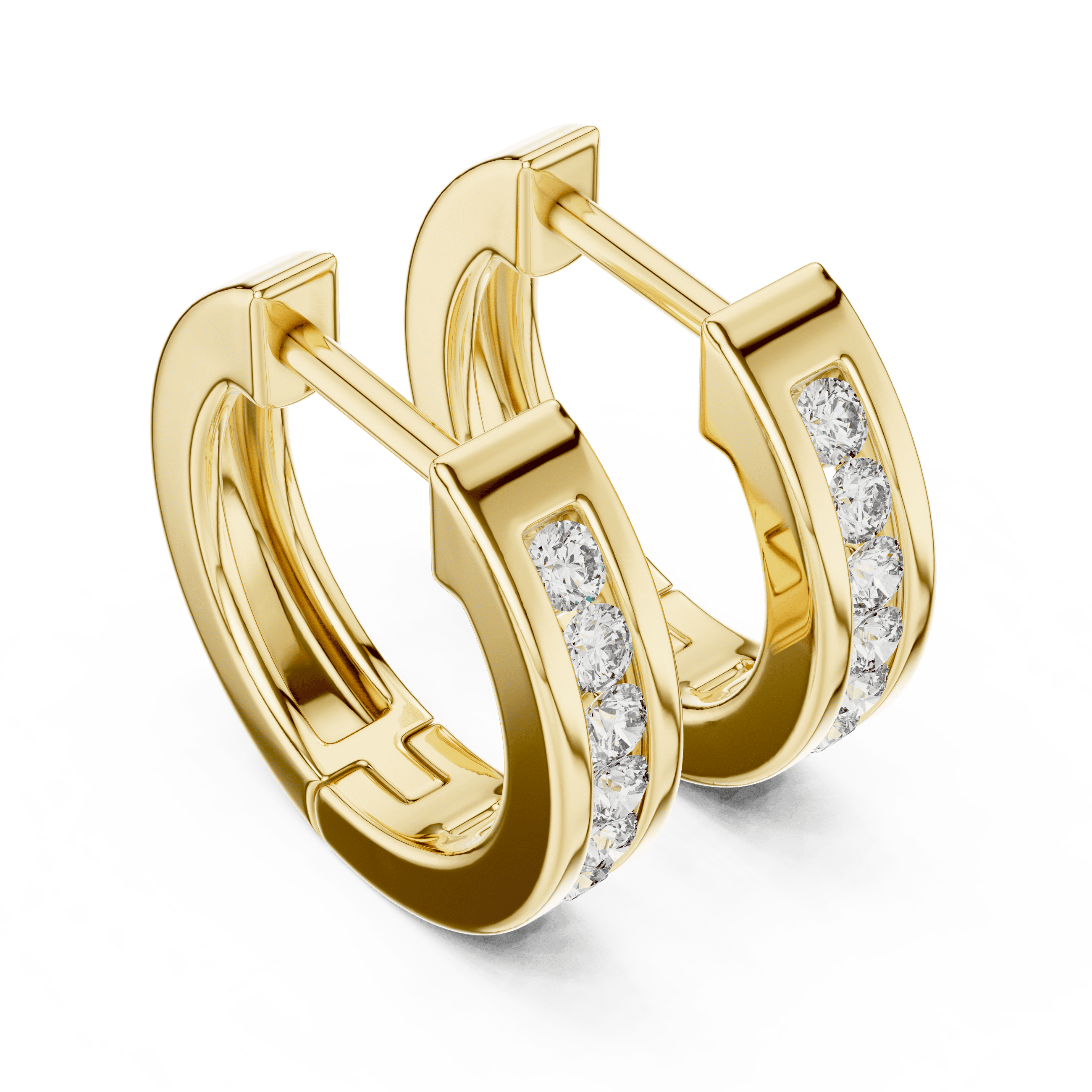 Channel-Set Single-Row Huggie Earrings