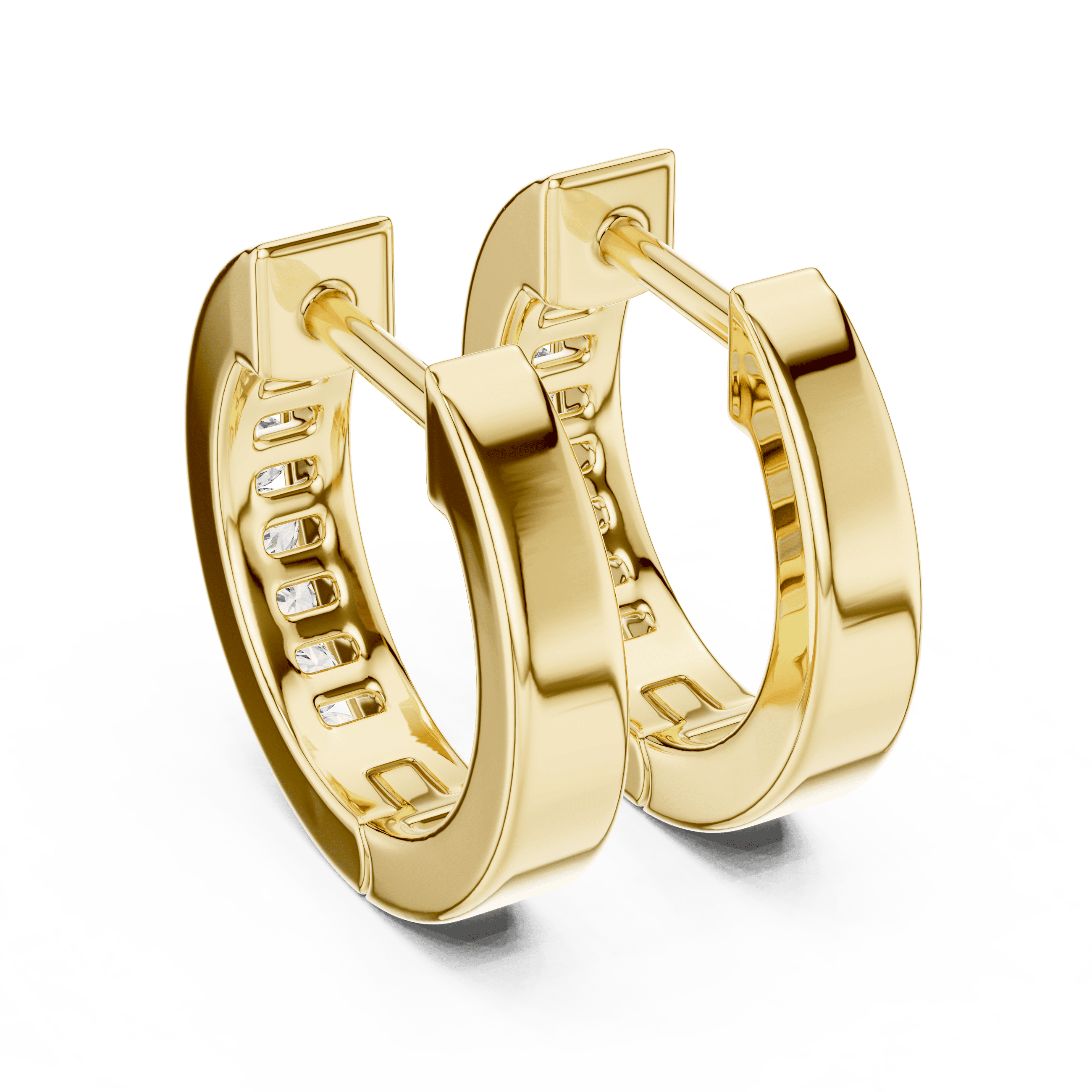 Channel-Set Single-Row Huggie Earrings