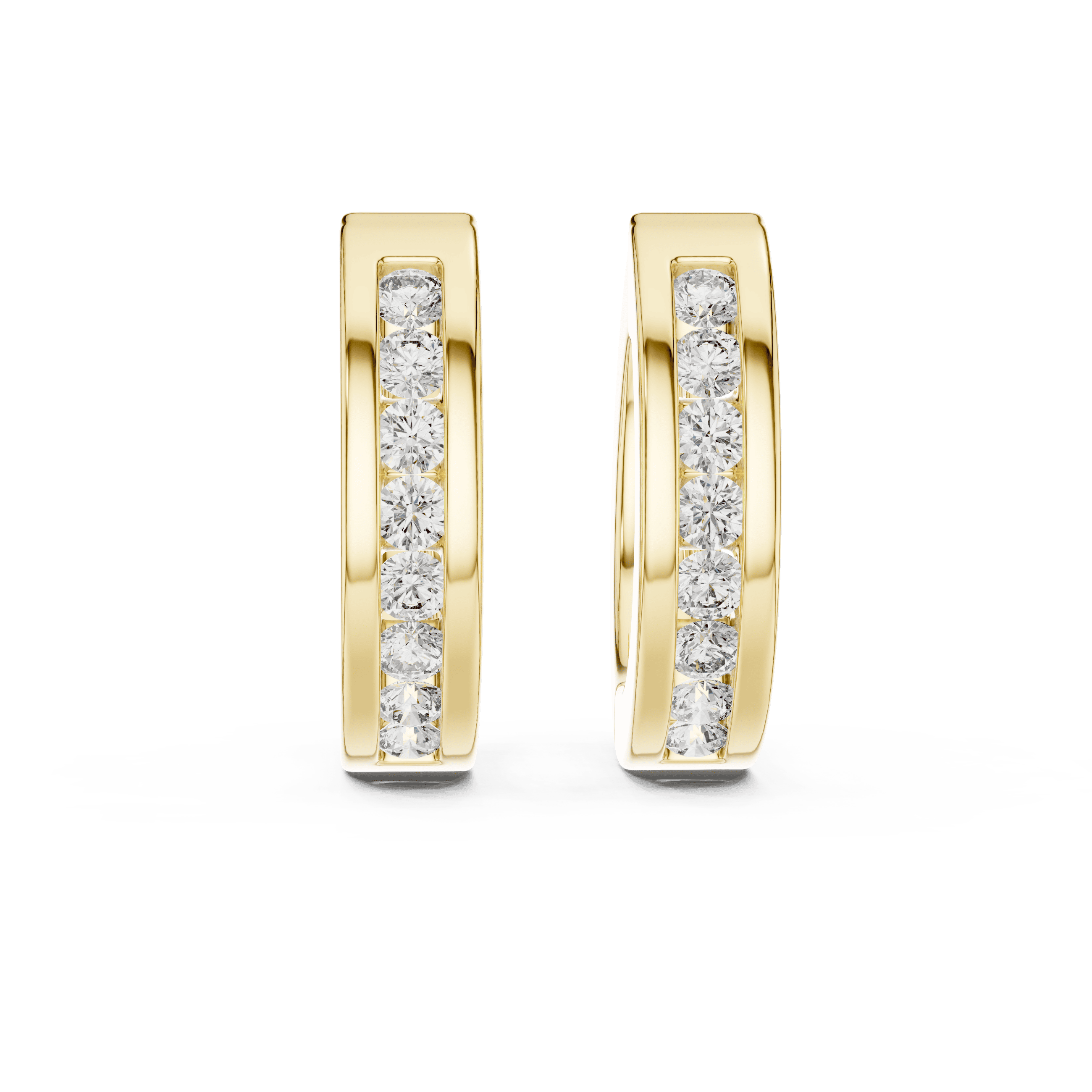 Channel-Set Single-Row Huggie Earrings