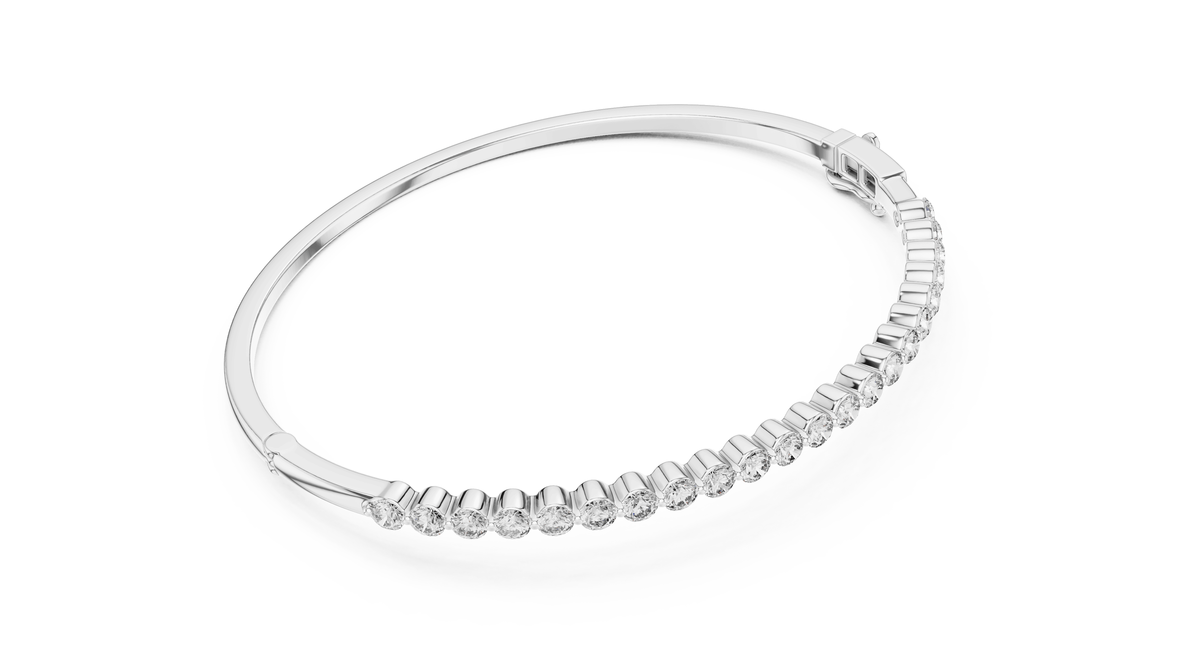 Brilliant 1.98 CTW Round Diamond & Polished Gold Statement Bangle