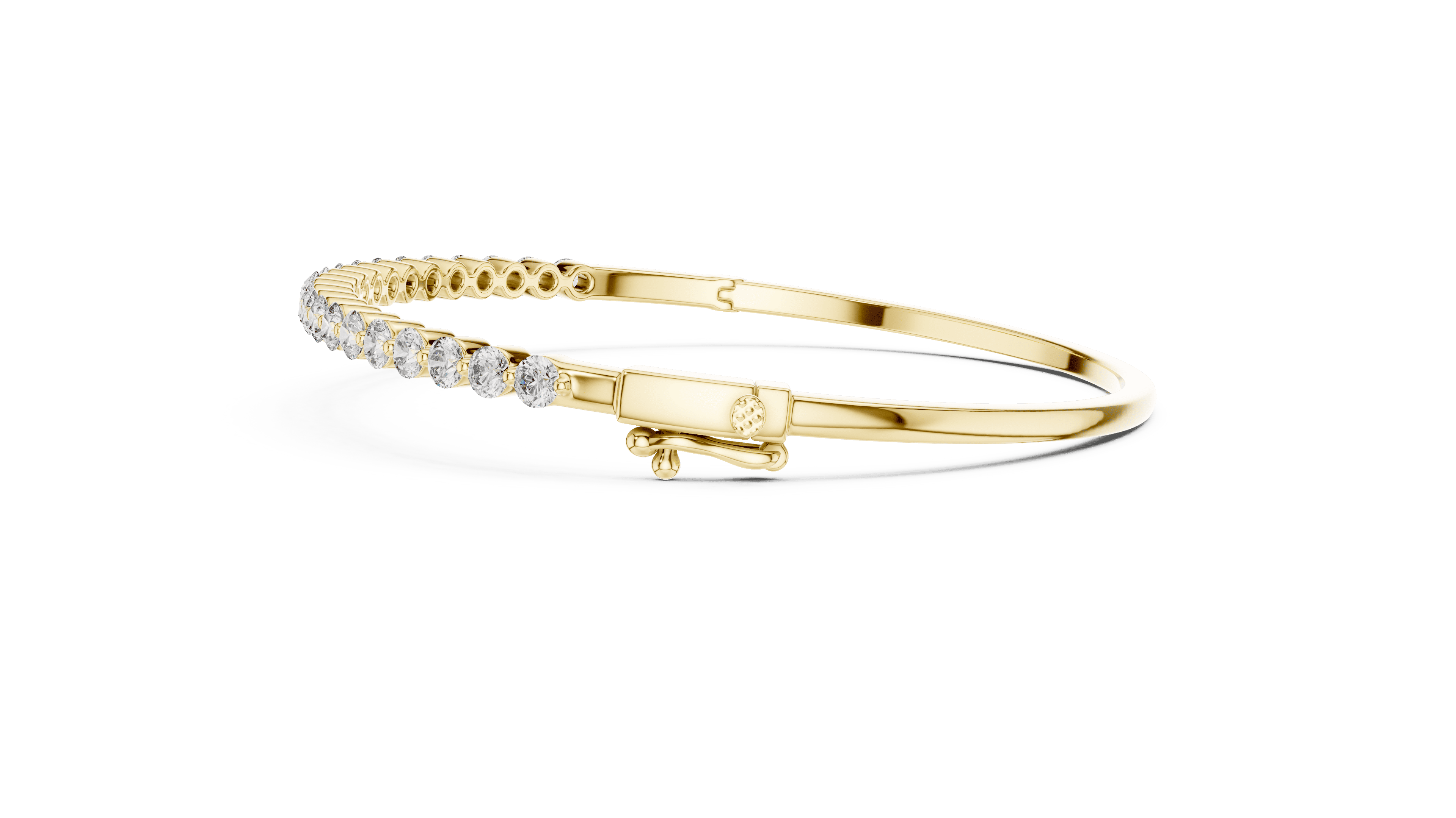 Brilliant 1.98 CTW Round Diamond & Polished Gold Statement Bangle