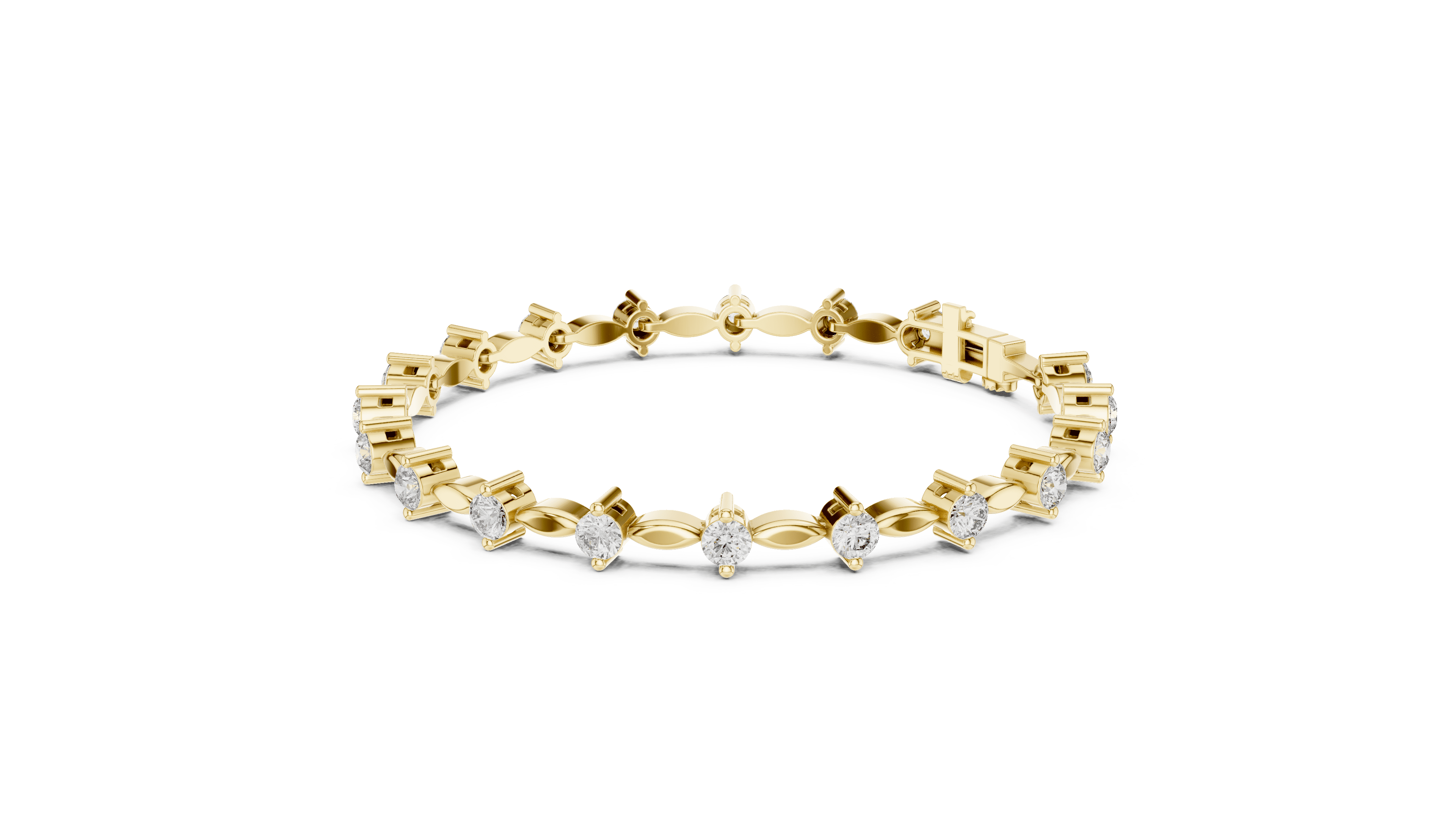 14K Yellow Gold Diamond Tennis Bracelet for Women