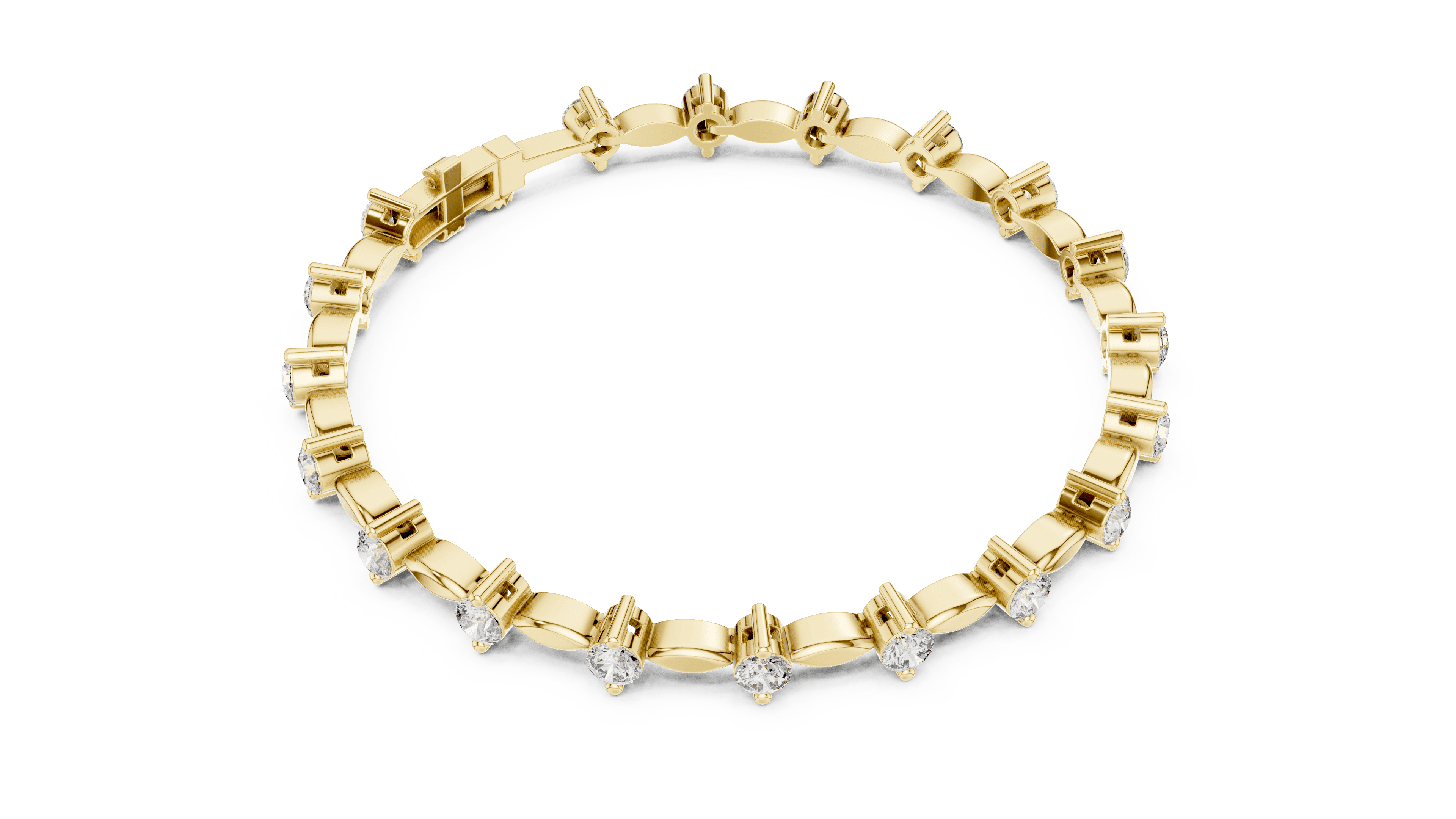 14K Yellow Gold Diamond Tennis Bracelet for Women