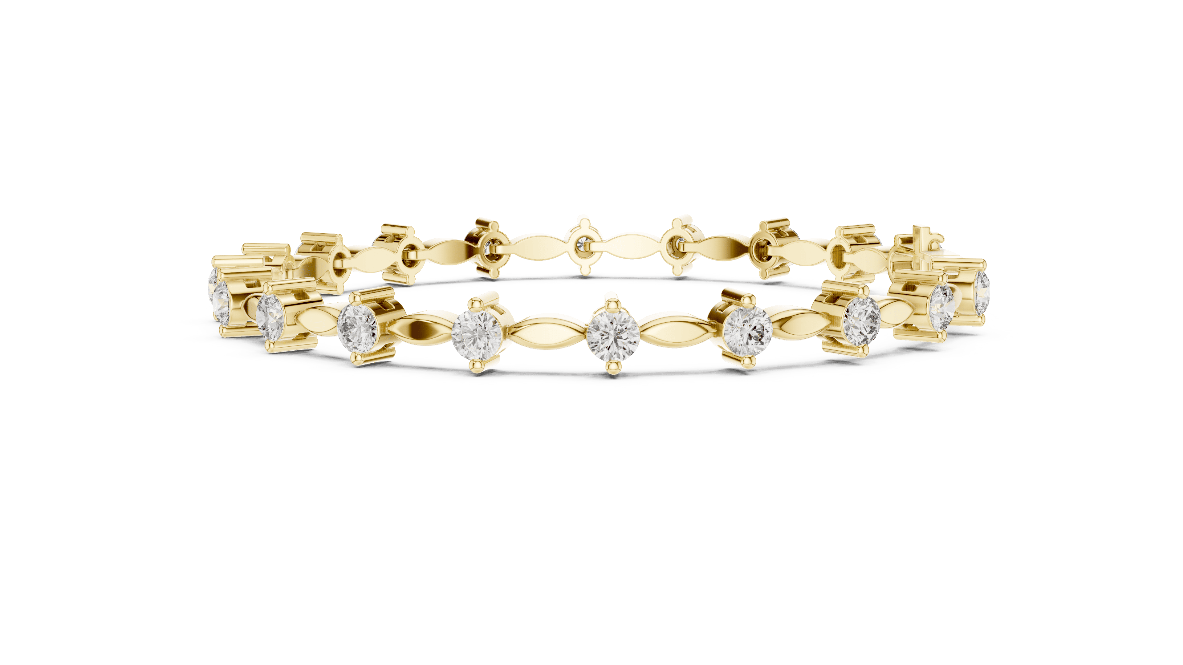 14K Yellow Gold Diamond Tennis Bracelet for Women