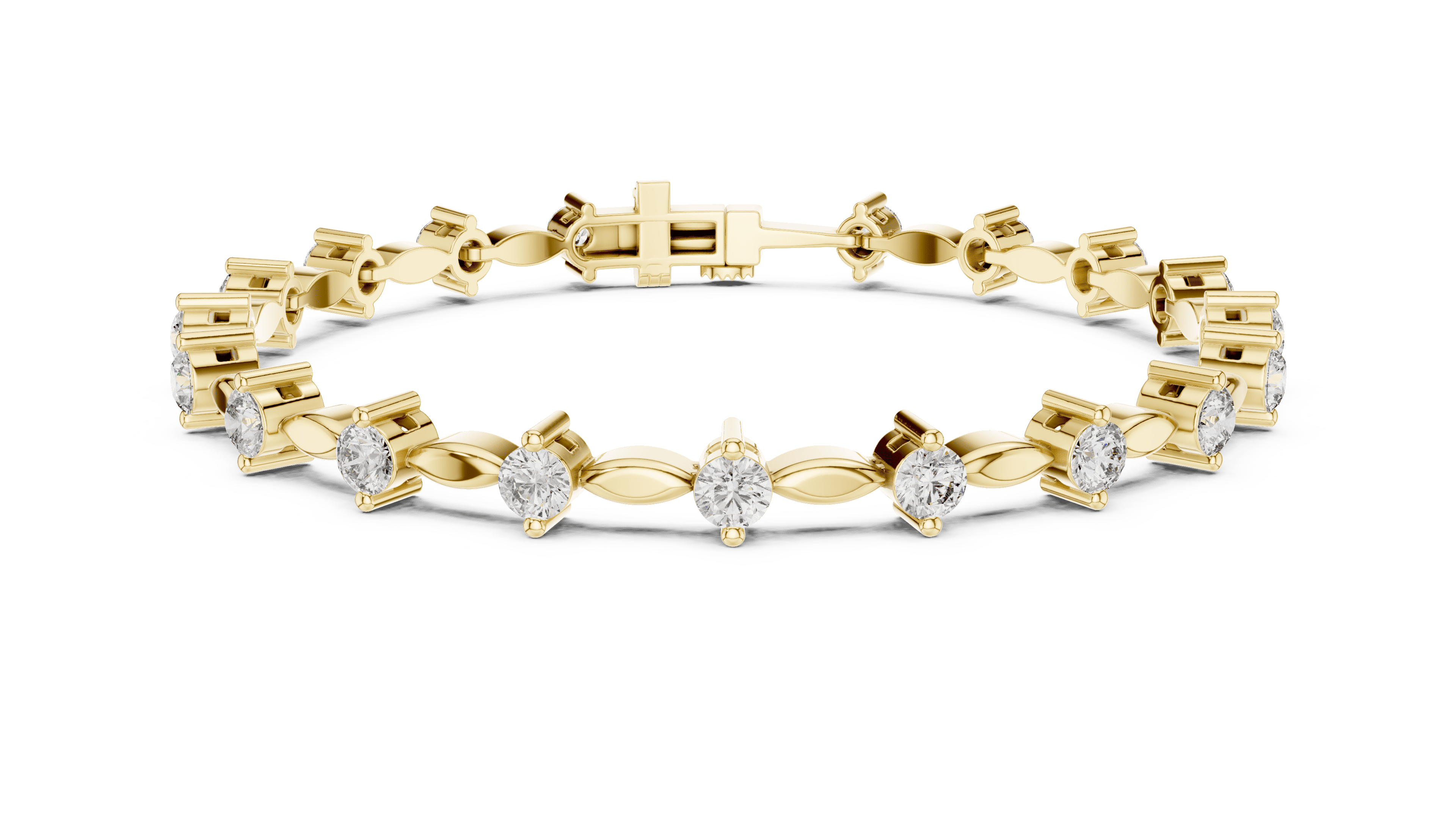 14K Yellow Gold Diamond Tennis Bracelet for Women
