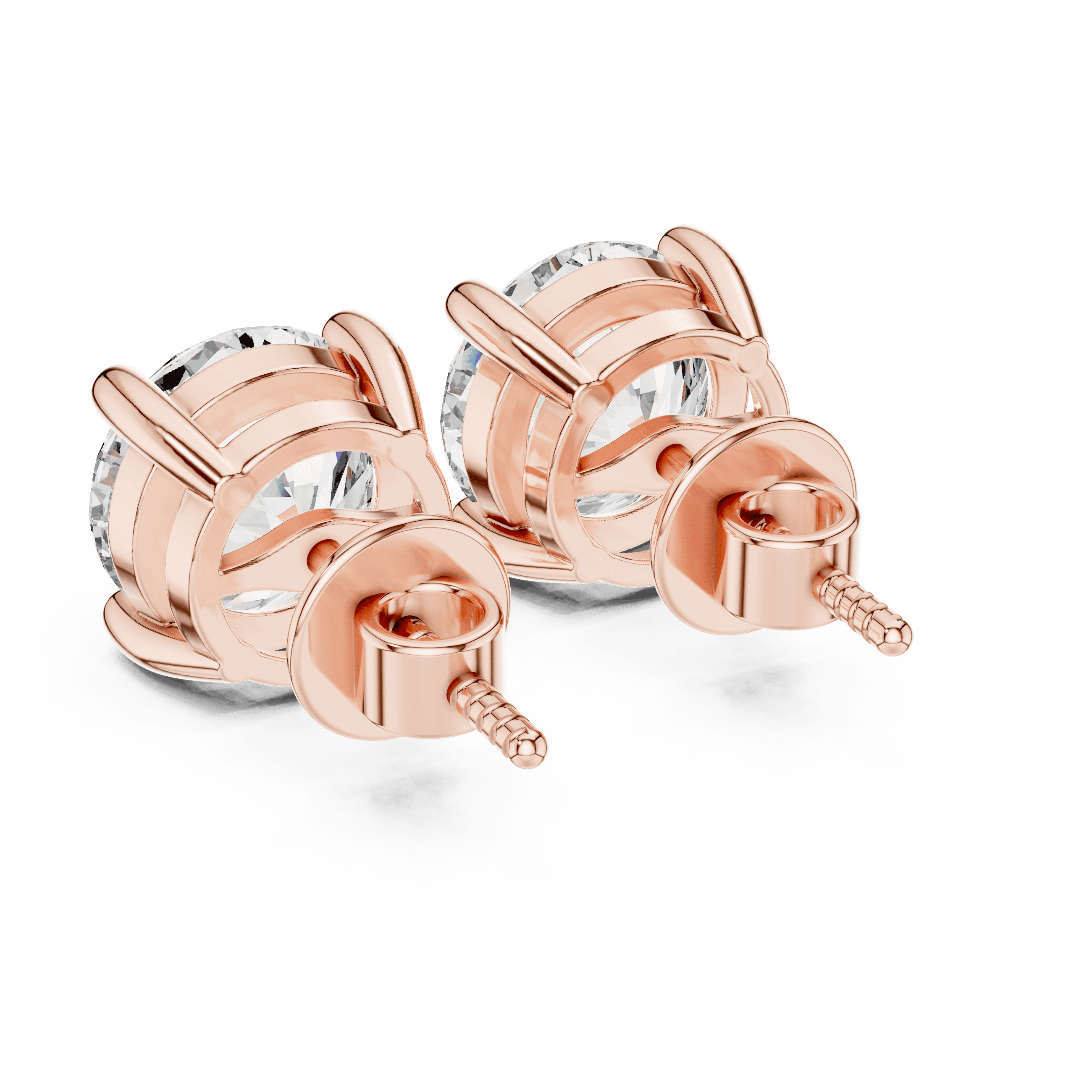 1.00 TCW Round Brilliant Studs set in Gold