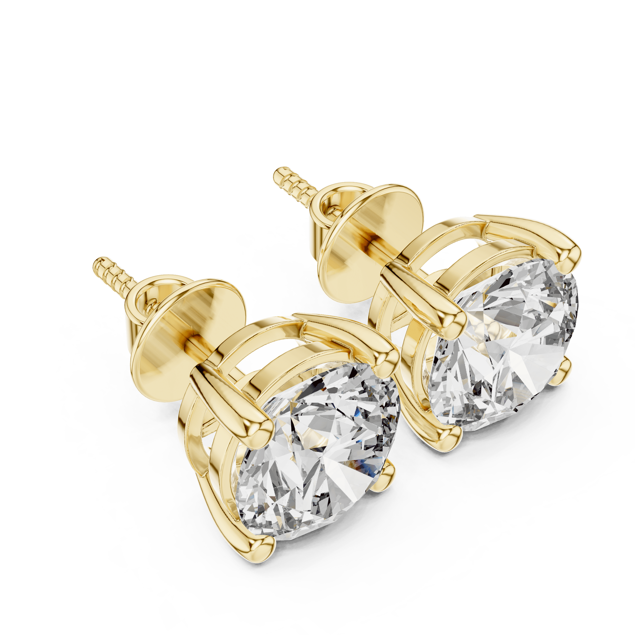 1.00 TCW Round Brilliant Studs set in Gold