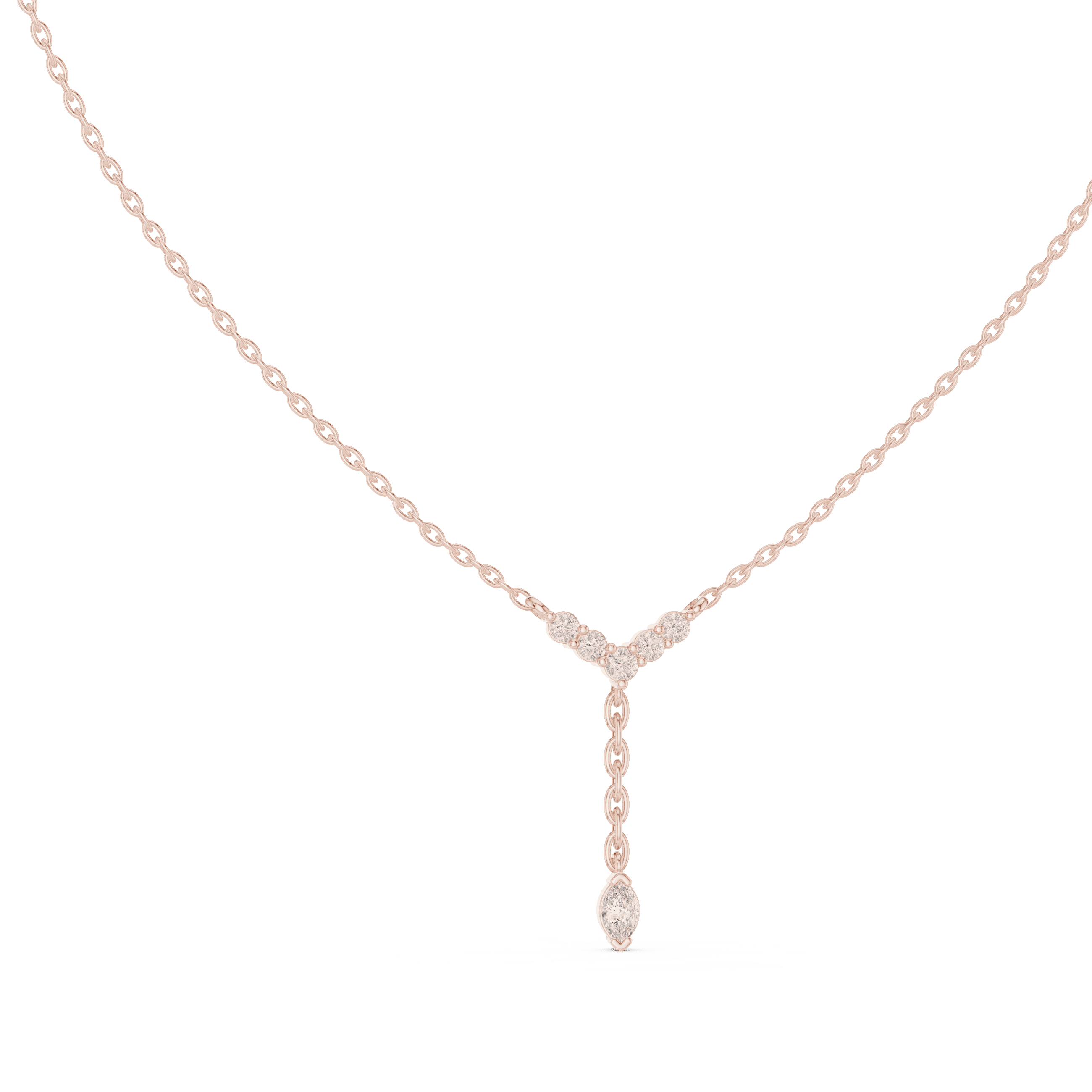 Diamond Lariat Necklace with Marquise Drop