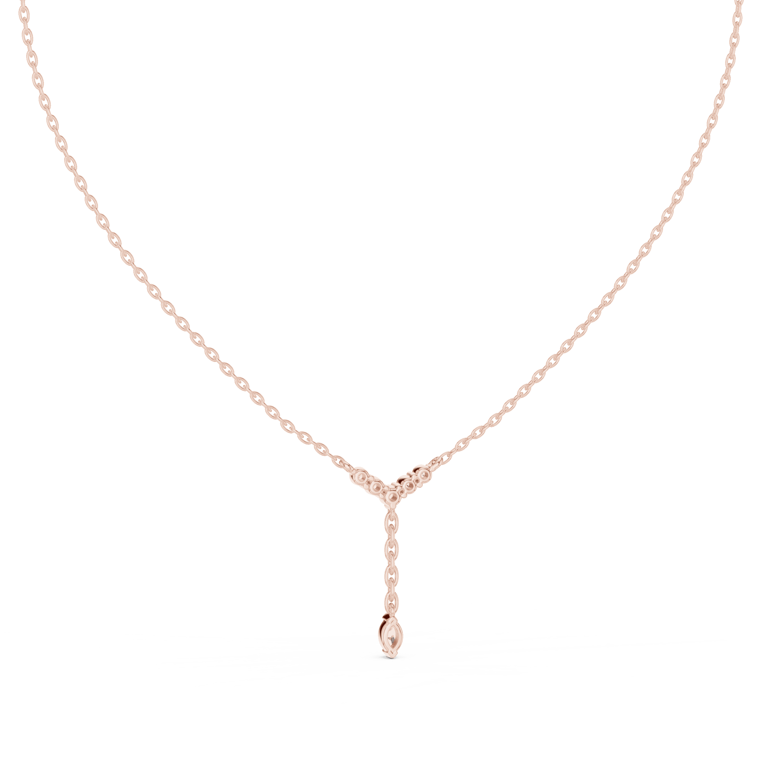 Diamond Lariat Necklace with Marquise Drop