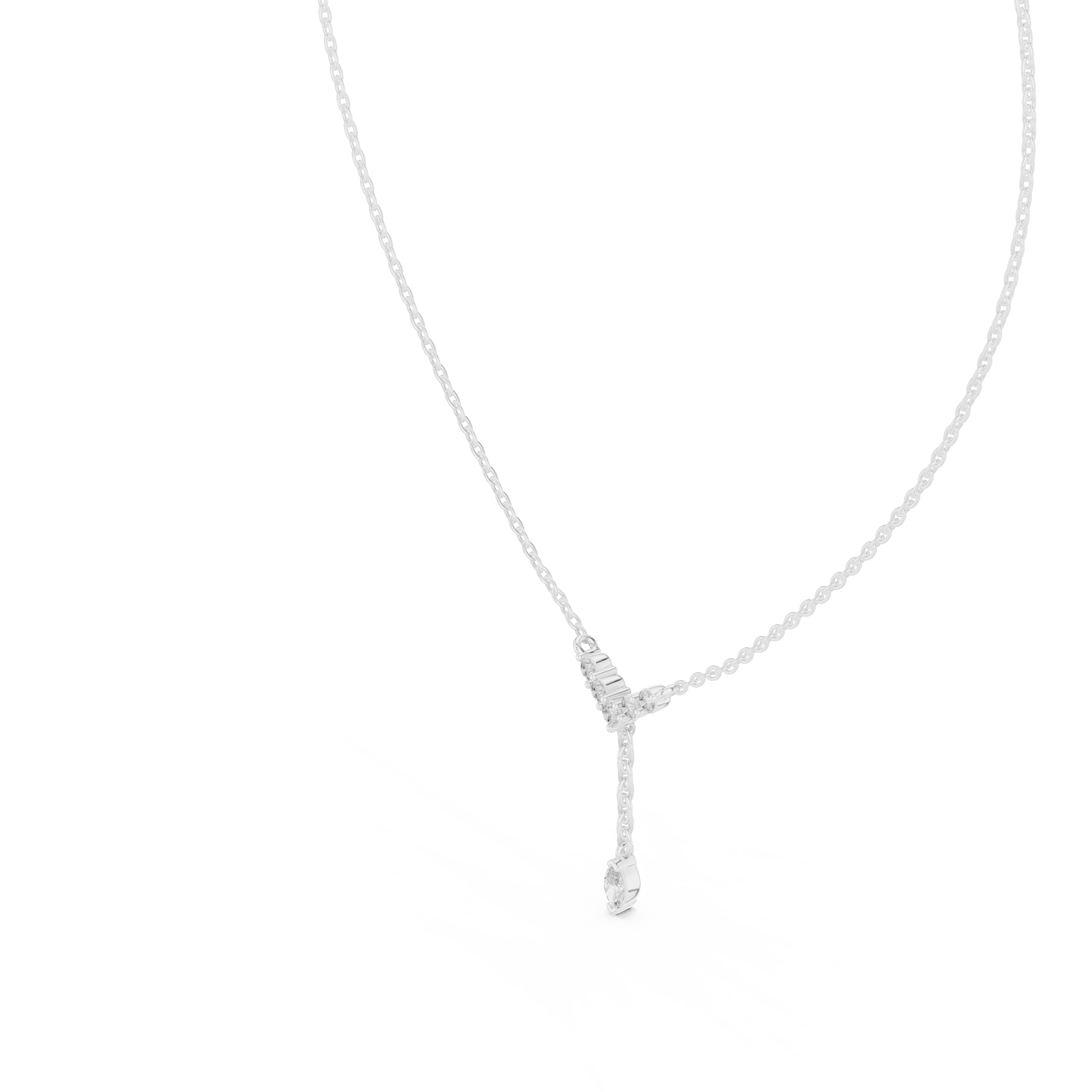 Diamond Lariat Necklace with Marquise Drop