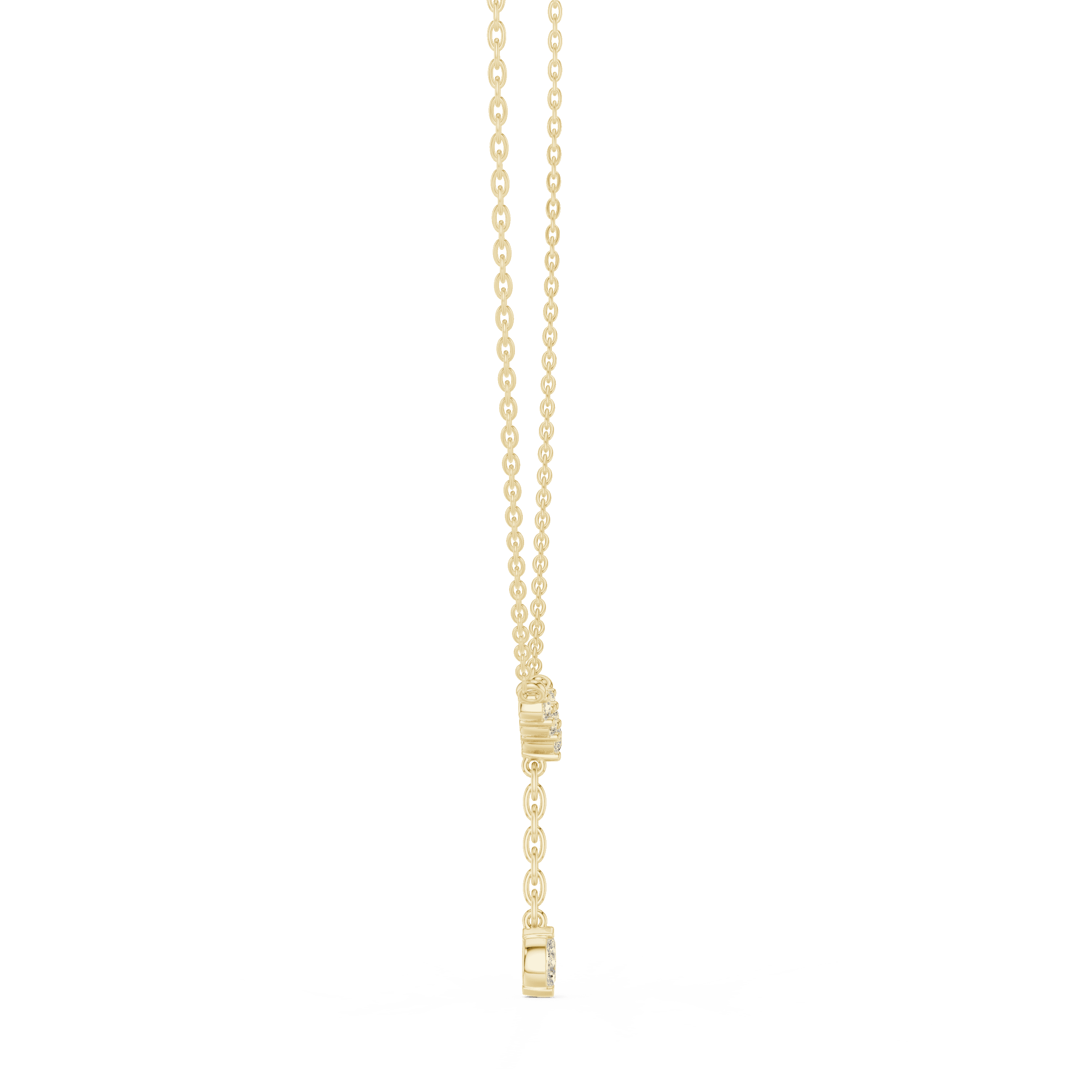 Diamond Lariat Necklace with Marquise Drop